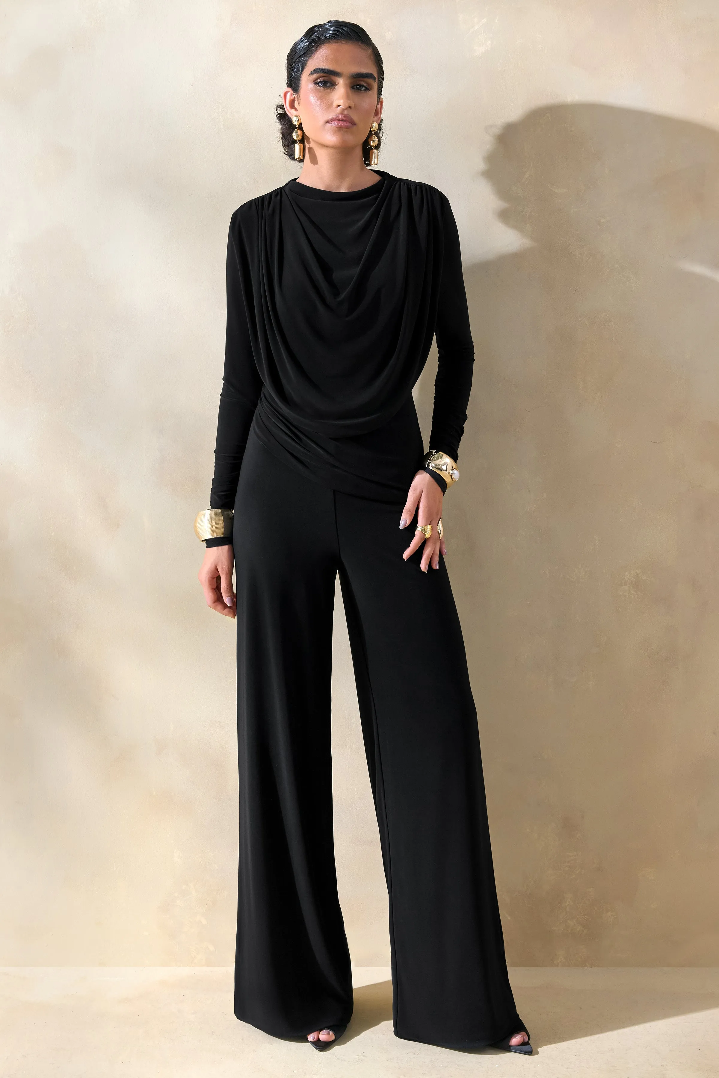 Safirra | Black Wide-Leg Trouser sold by Club L London