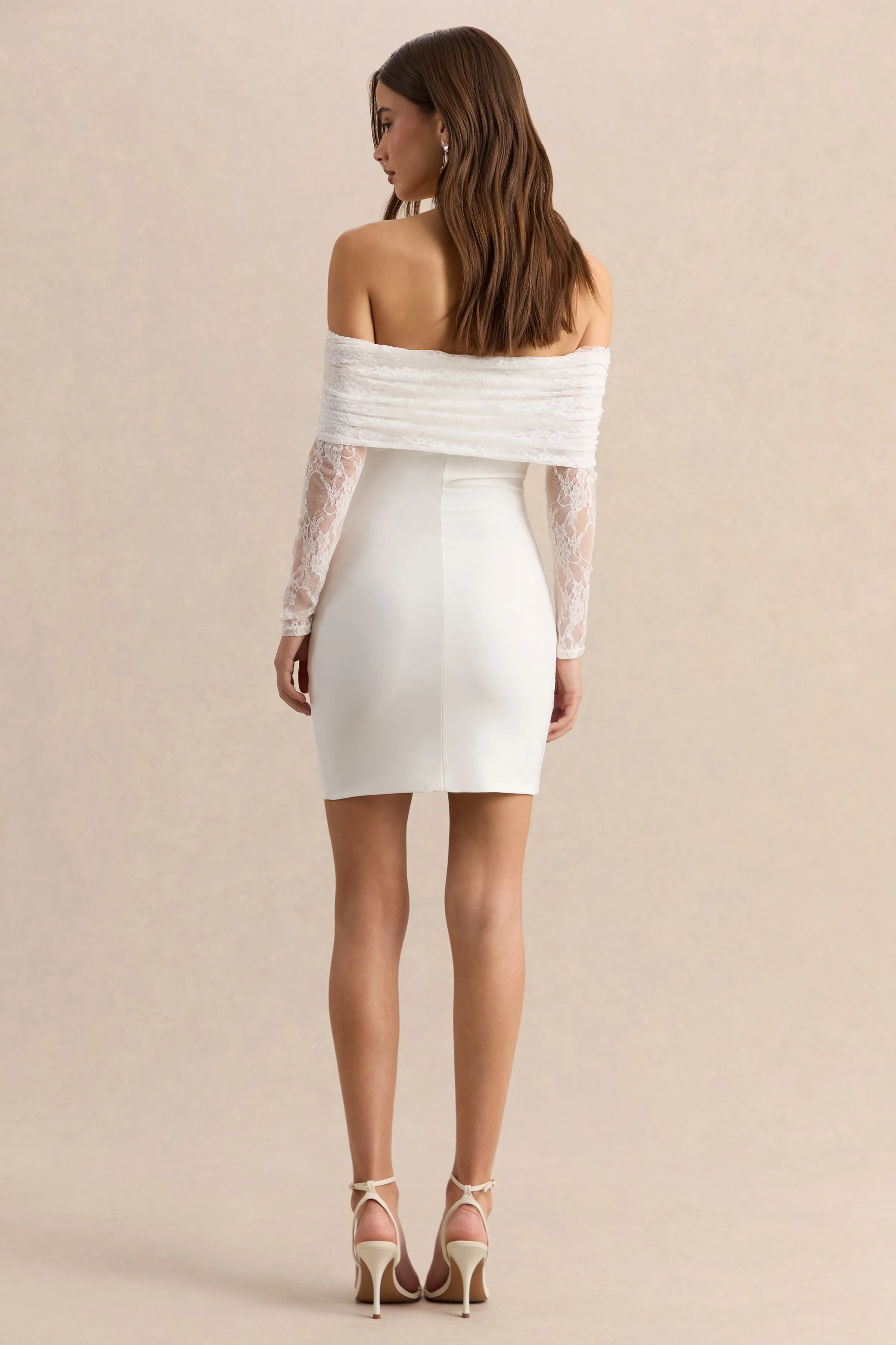 Incantelle | White Bardot-Neck Mini Dress sold by Club L London product image thumbnail 2