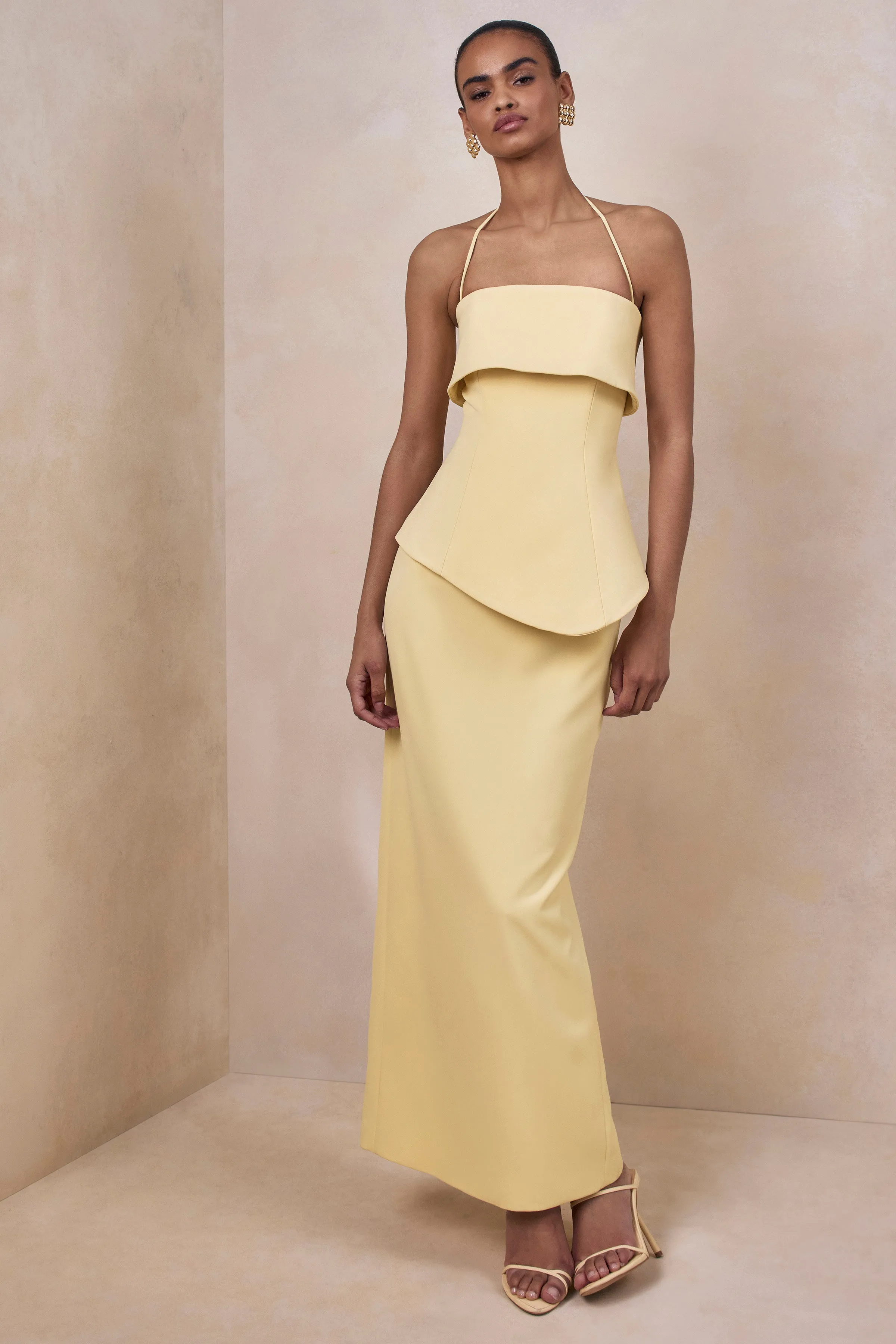 Fran | Lemon Square-Neck Corset Maxi Dress sold by Club L London product image thumbnail 5