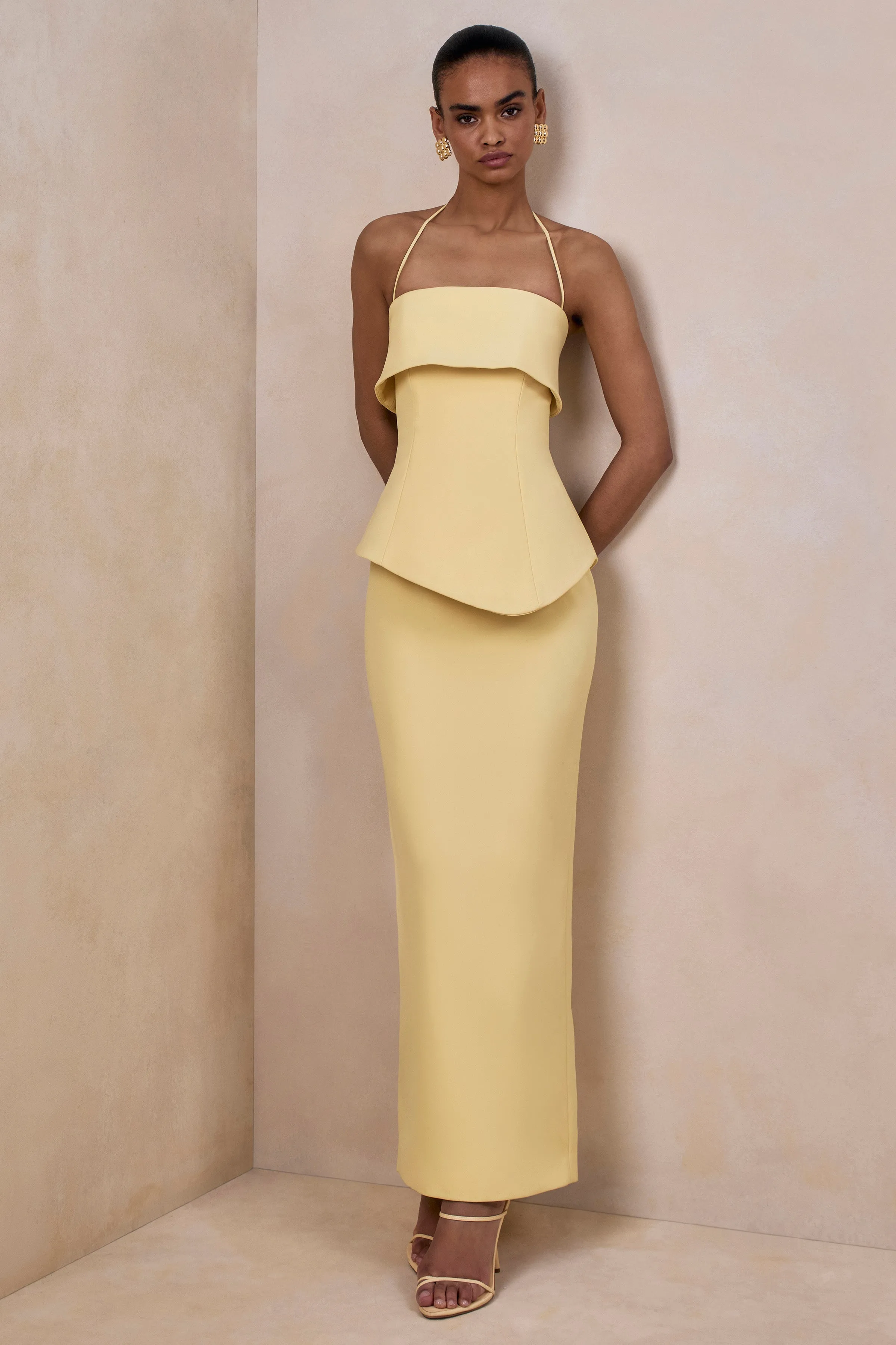 Fran | Lemon Square-Neck Corset Maxi Dress sold by Club L London product image thumbnail 2
