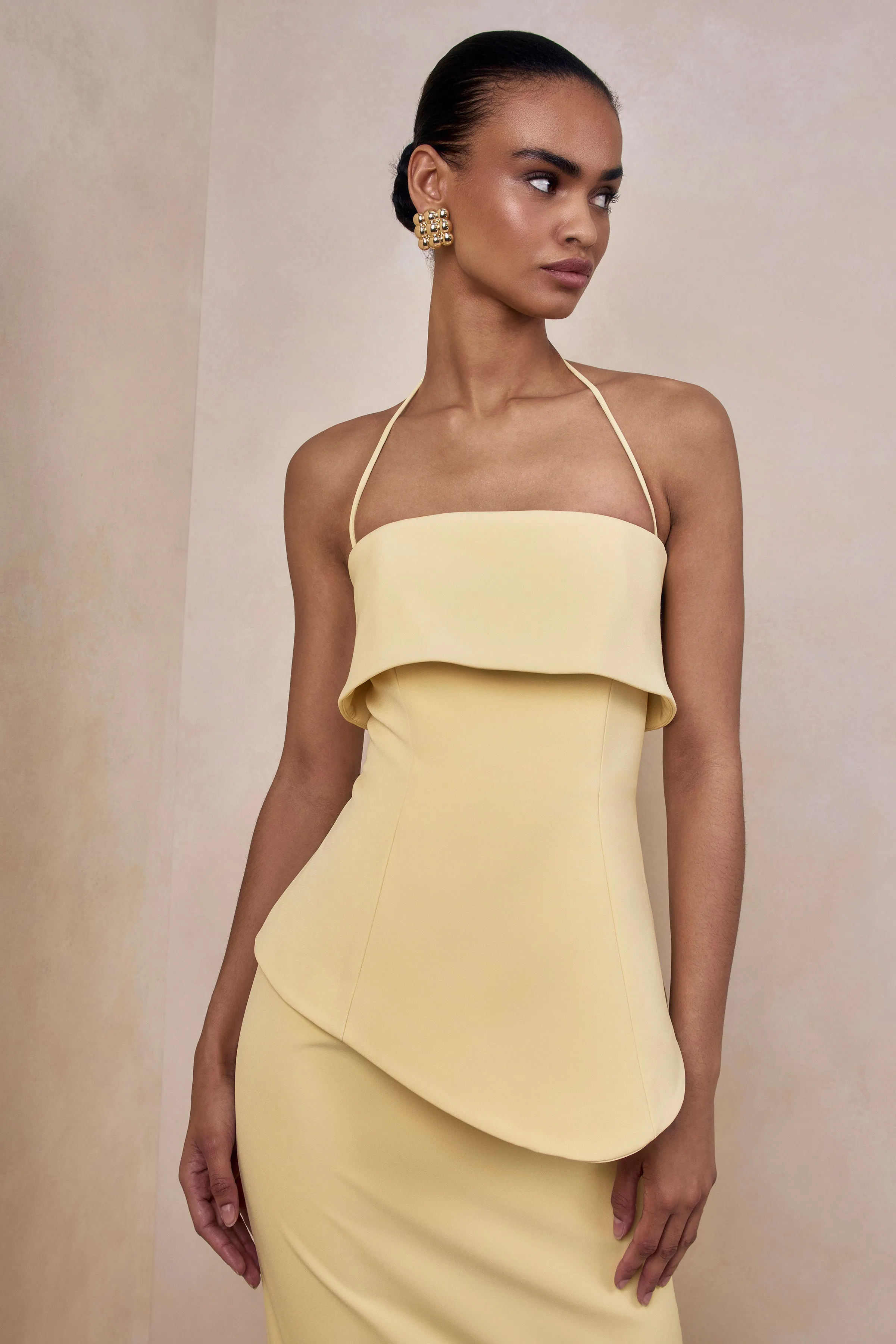 Fran | Lemon Square-Neck Corset Maxi Dress sold by Club L London product image thumbnail 4
