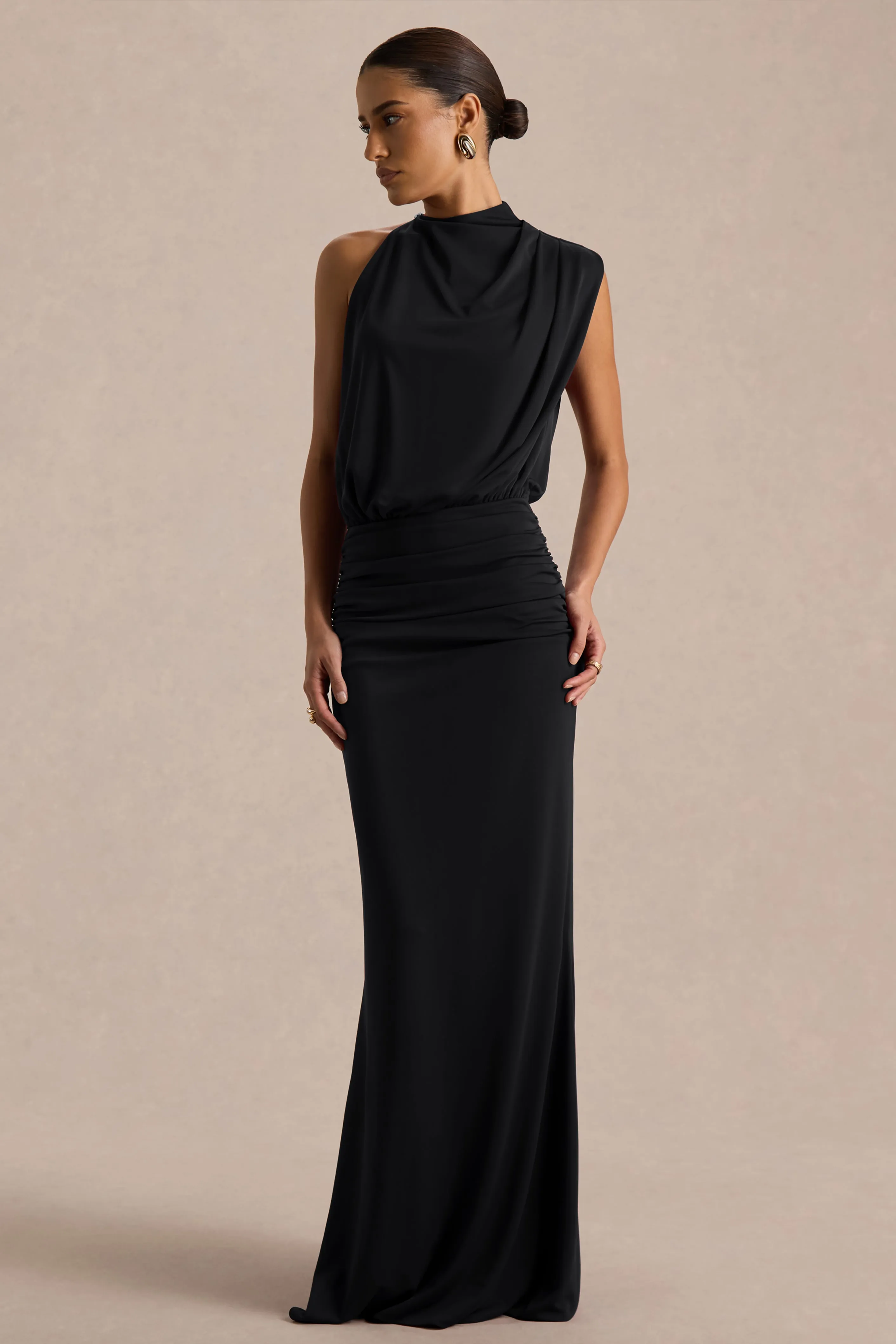 Umaira | Black High-Neck Maxi Dress sold by Club L London product image thumbnail 5