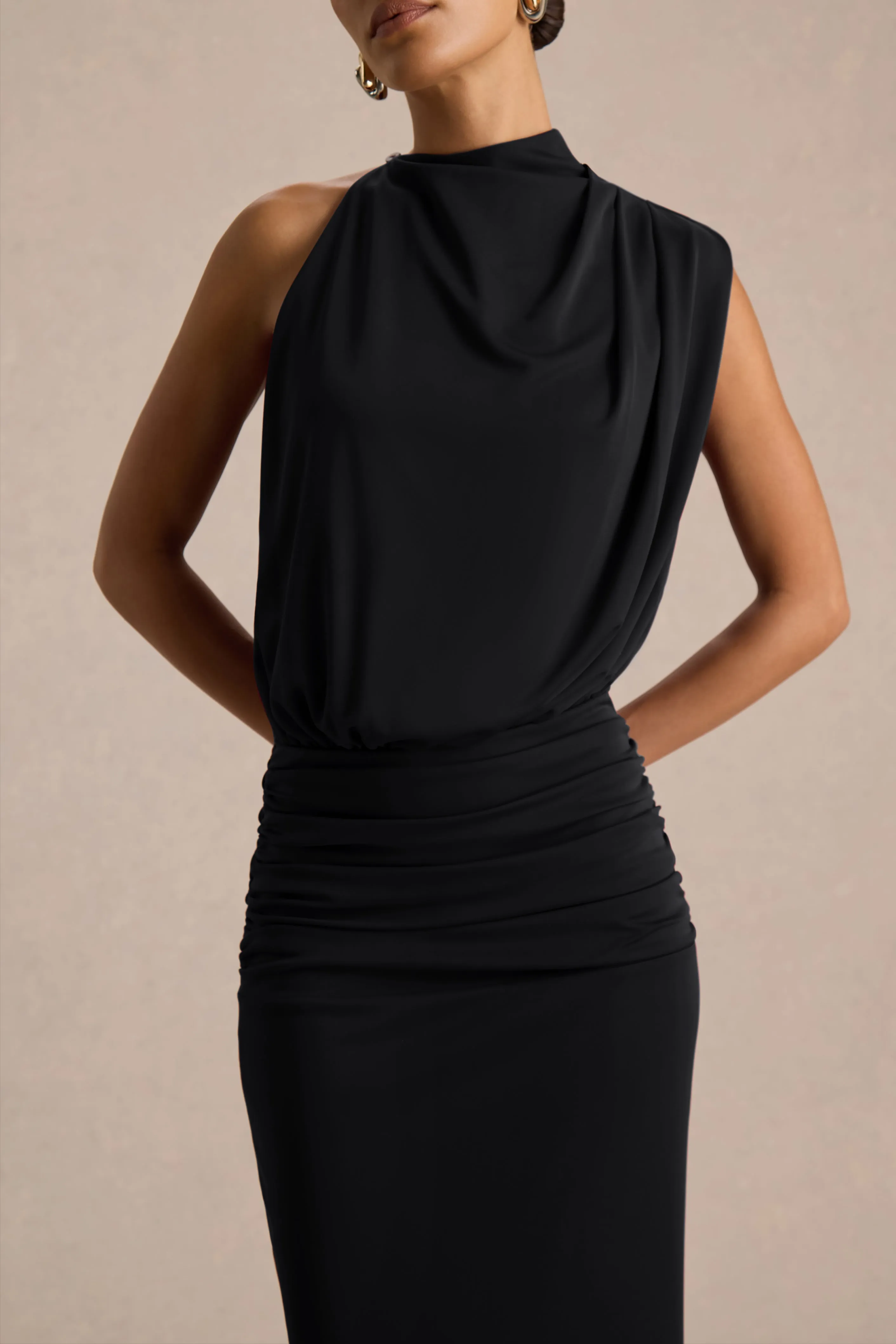 Umaira | Black High-Neck Maxi Dress sold by Club L London product image thumbnail 3