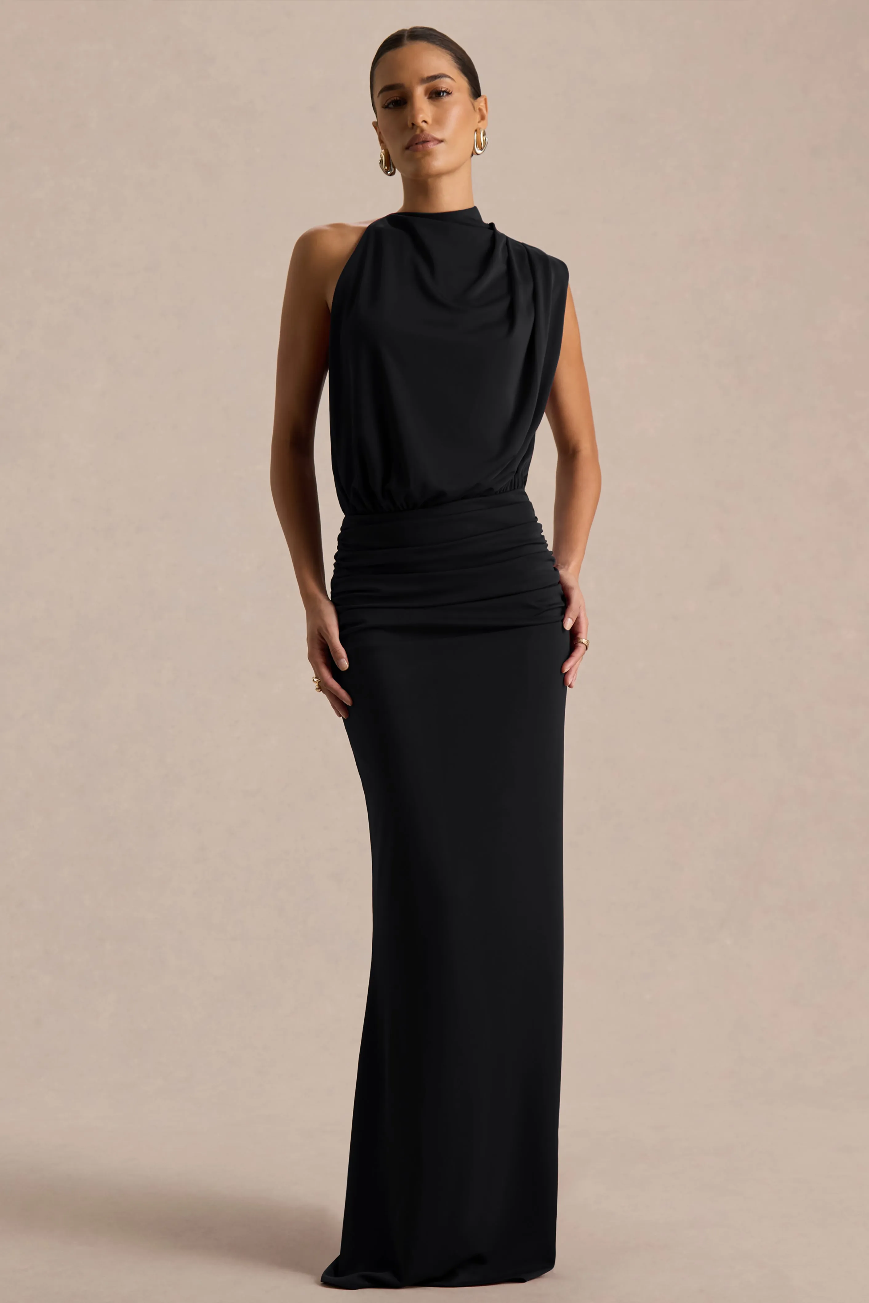 Umaira | Black High-Neck Maxi Dress sold by Club L London product image thumbnail 4