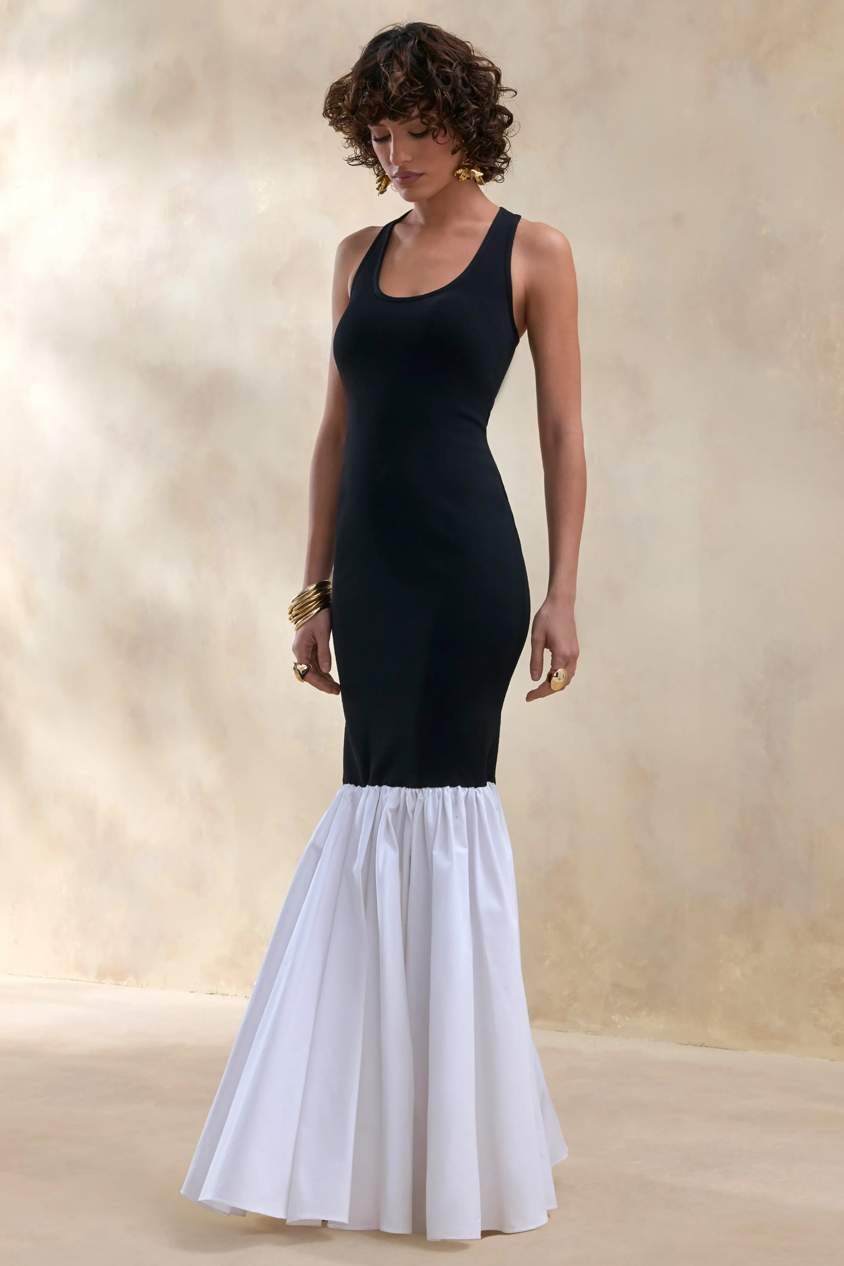 Lexi | Black And White Square-Neck Mermaid Maxi Dress sold by Club L London product image thumbnail 3