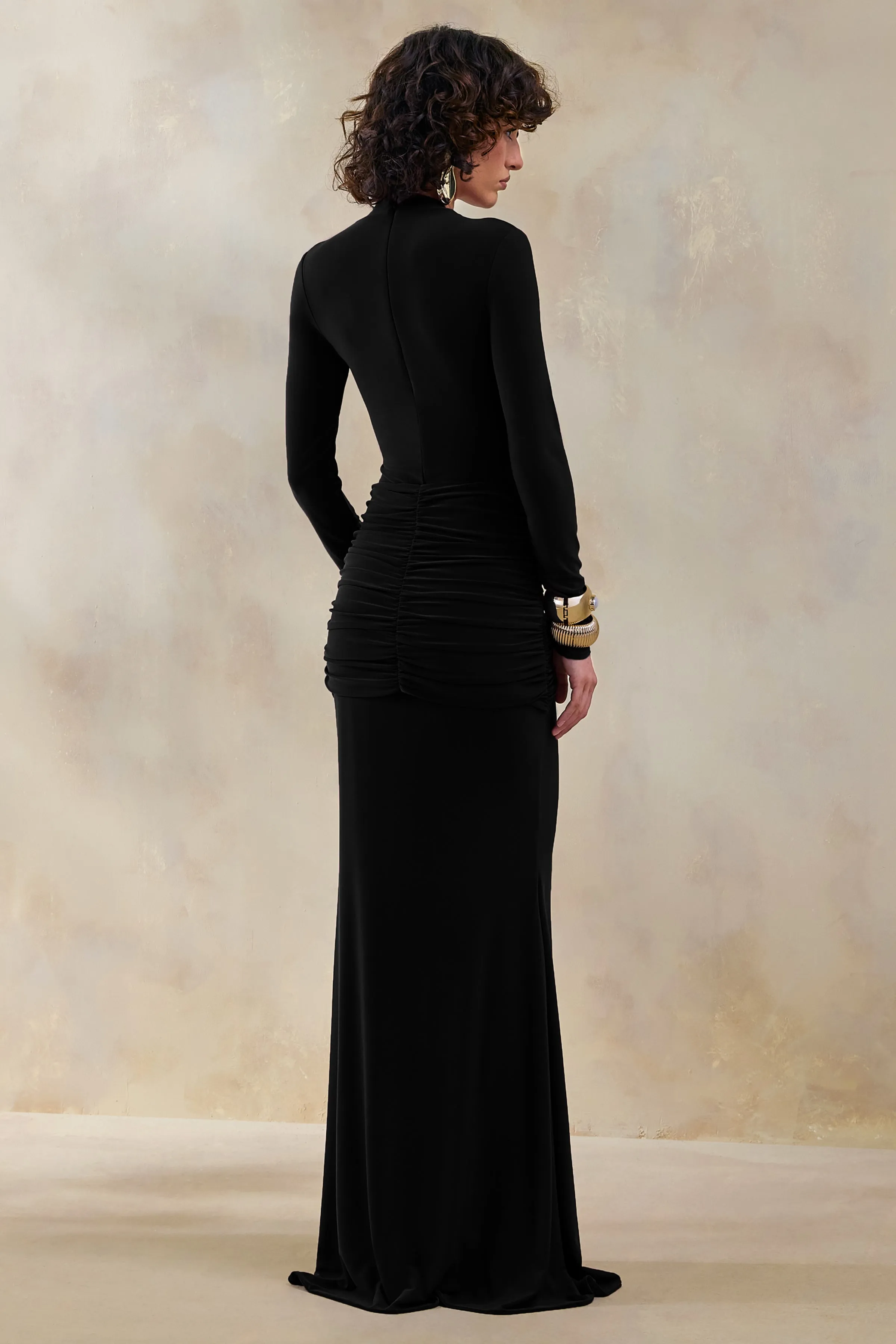 Astrielle | Black Wide-Neck With Gold-Detail And Sash sold by Club L London product image thumbnail 2