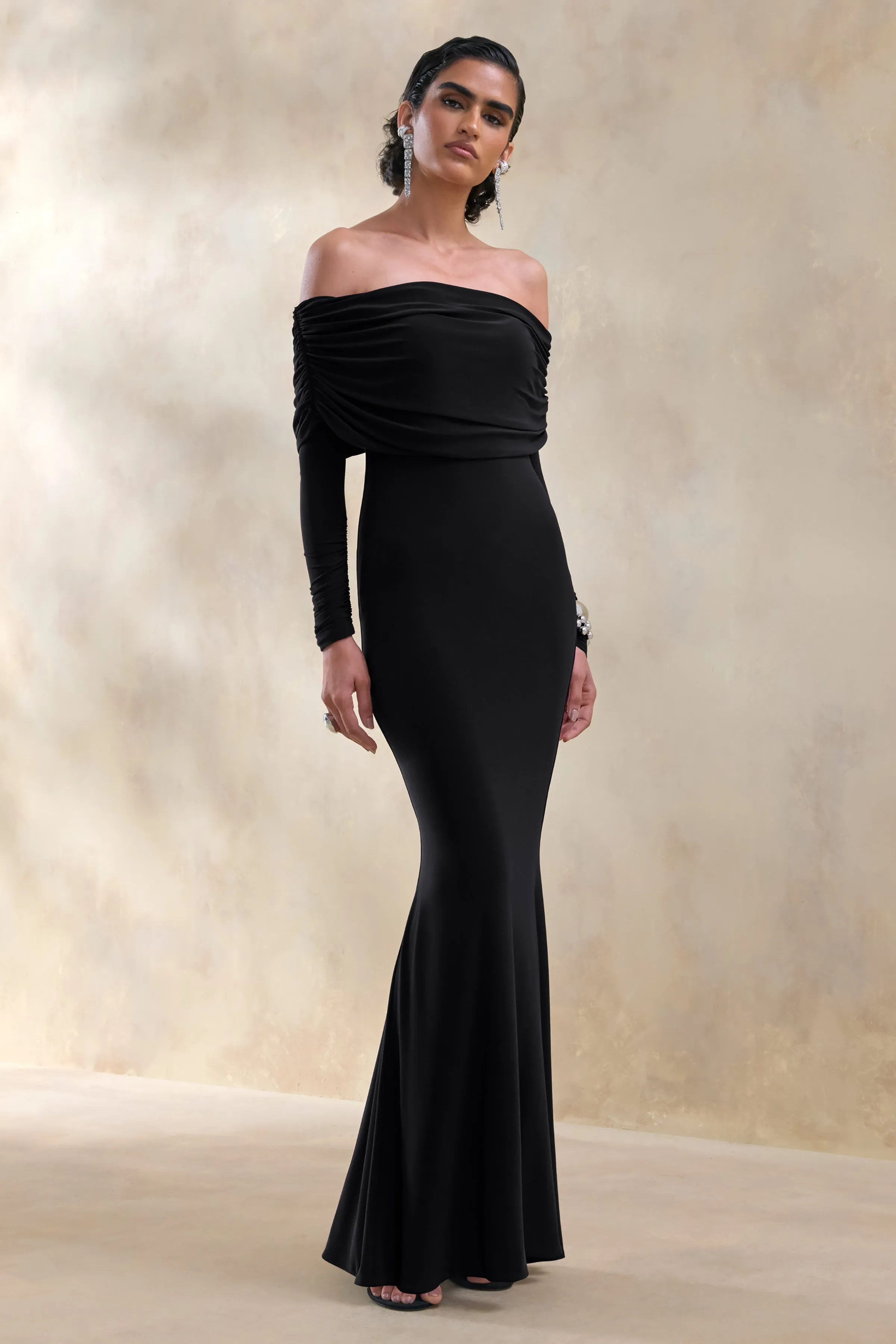 Brisea | Black Bardot-Neck Maxi Dress sold by Club L London product image thumbnail 5
