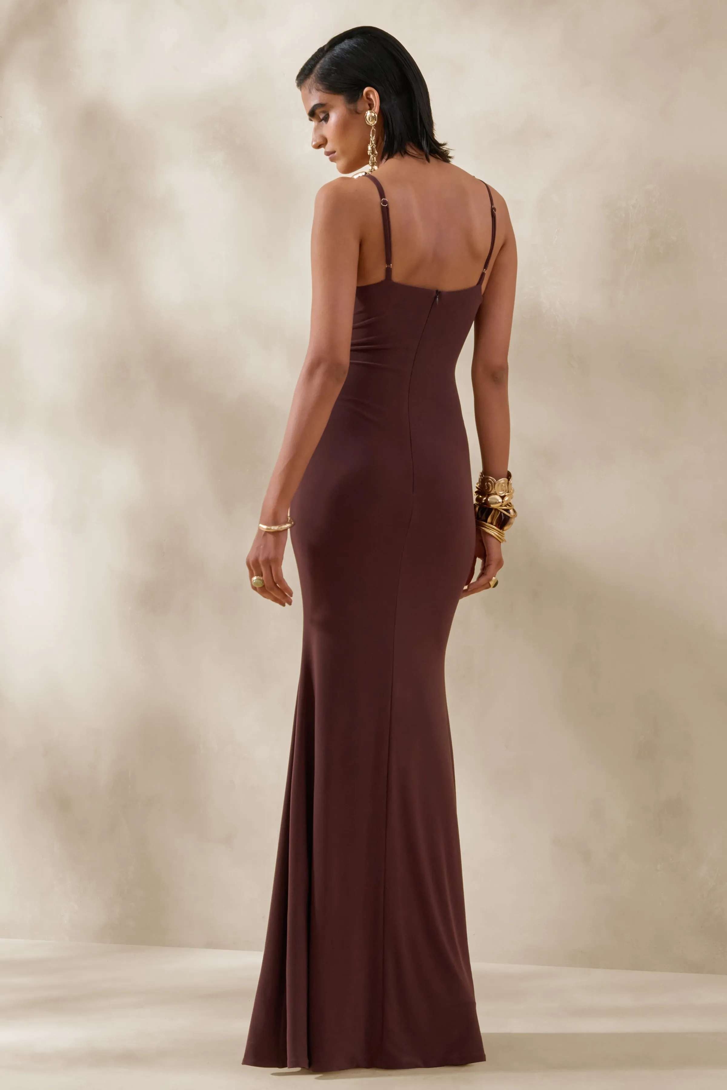 Iridessa | Brown Plunge-Neck Maxi Dress sold by Club L London product image thumbnail 2