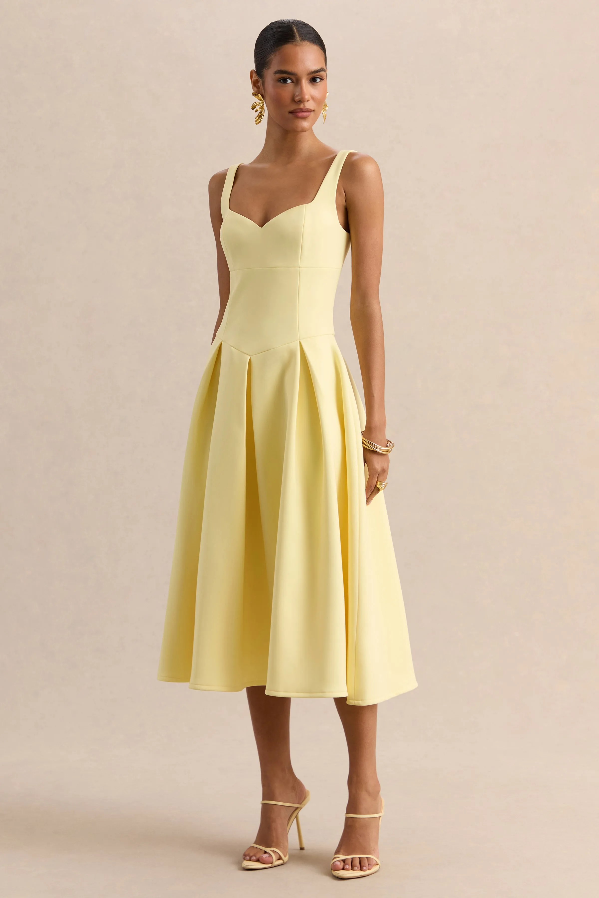 Greta | Lemon Sweetheart-Neck Midi Dress sold by Club L London product image thumbnail 5
