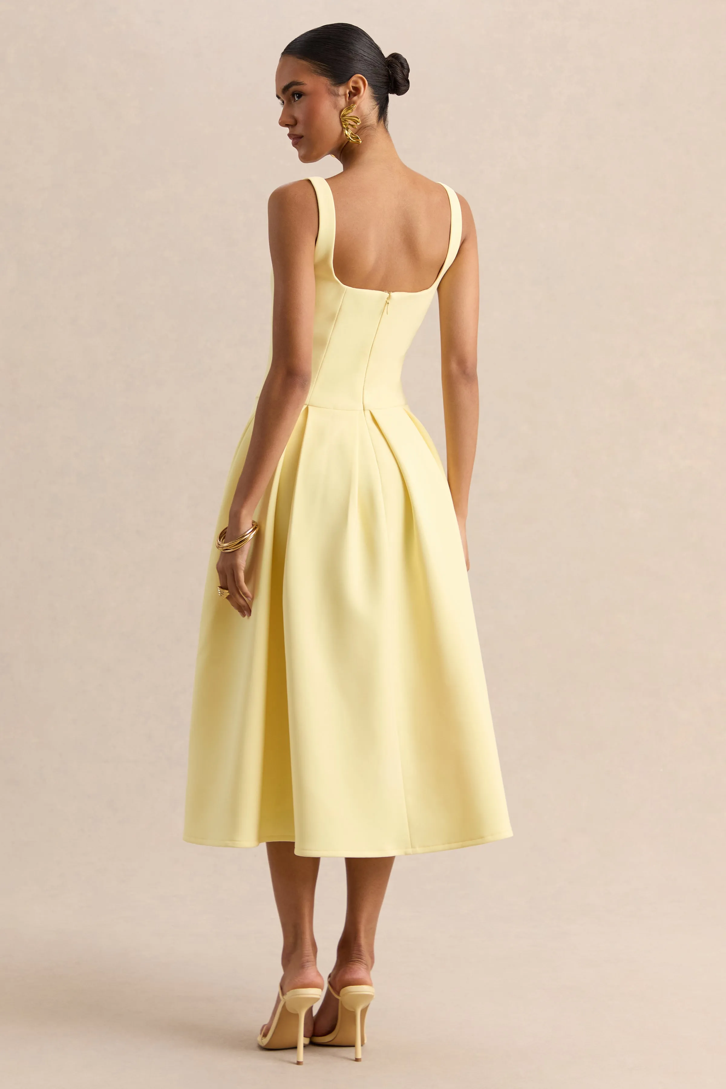 Greta | Lemon Sweetheart-Neck Midi Dress sold by Club L London product image thumbnail 2