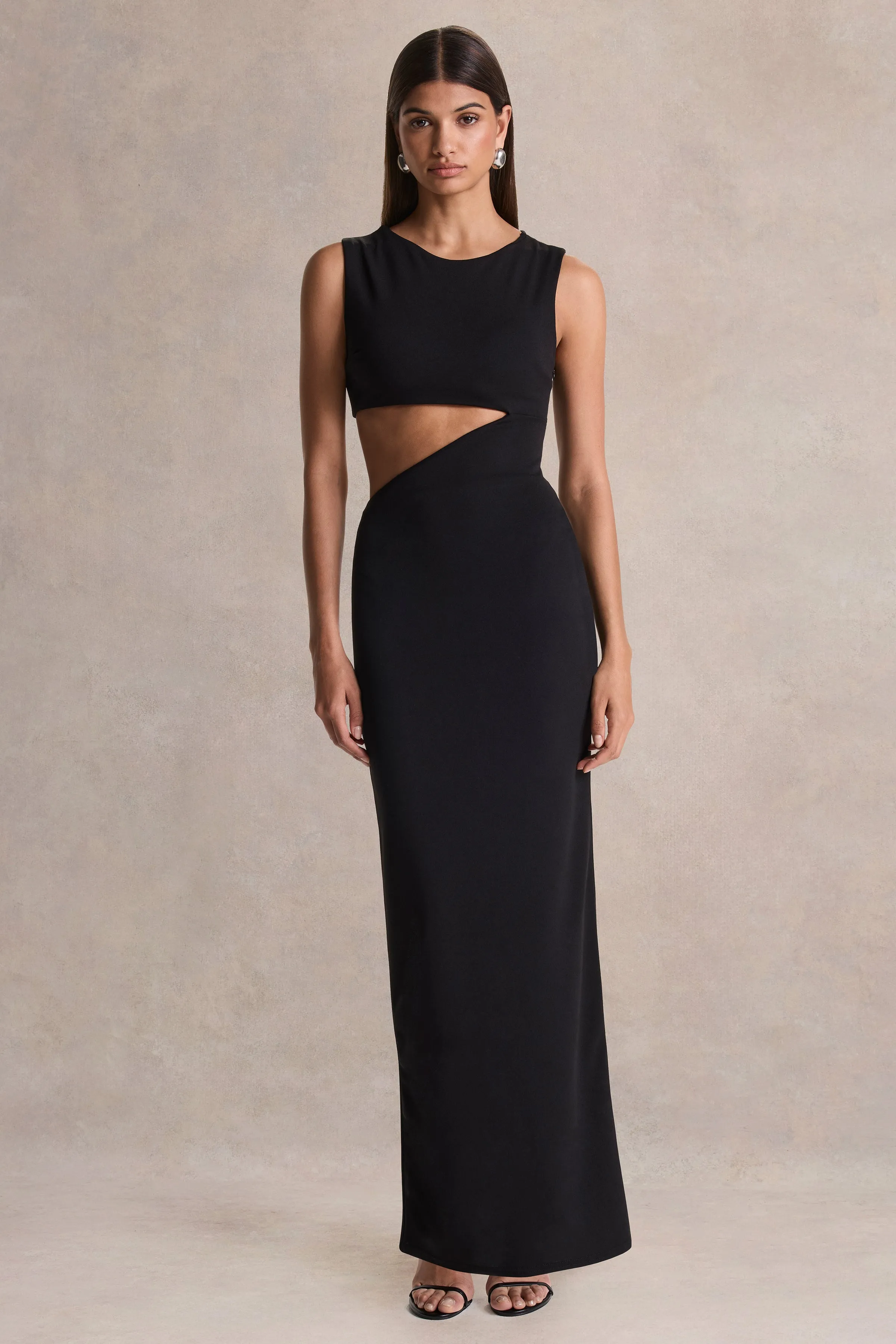 Roseth | Black High-Neck Maxi Dress With Removable Cape sold by Club L London product image thumbnail 3