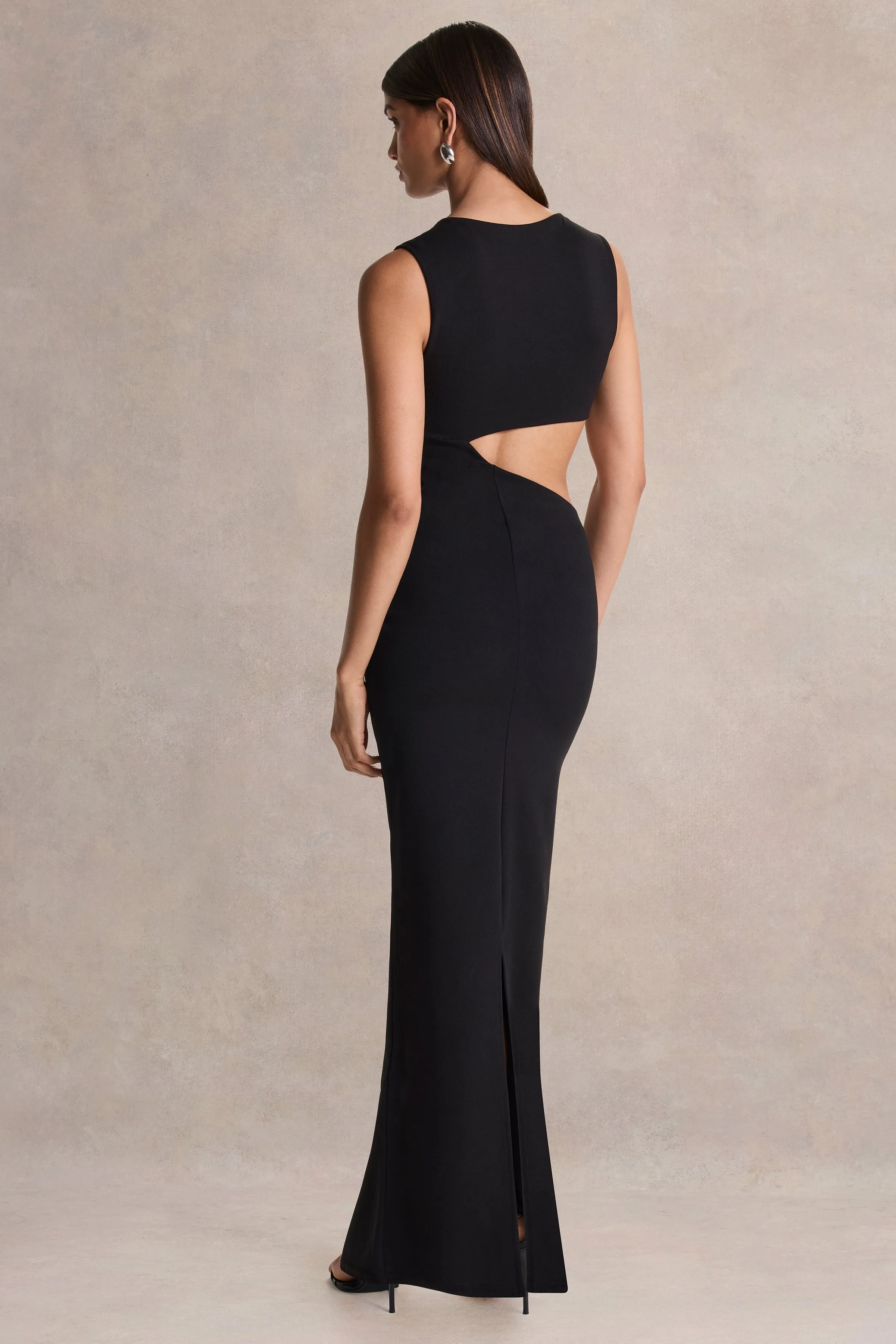 Roseth | Black High-Neck Maxi Dress With Removable Cape sold by Club L London product image thumbnail 4