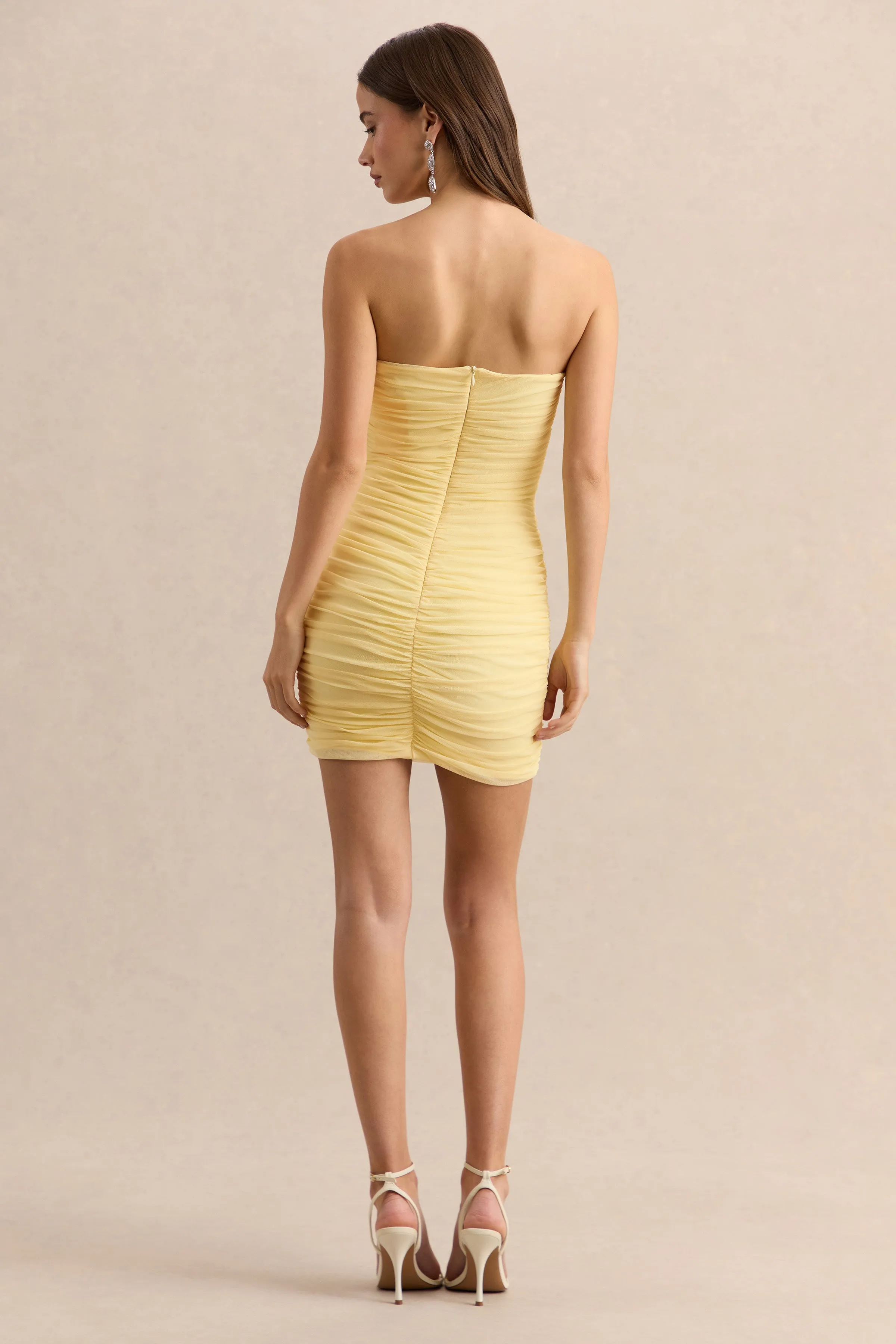 Merisse | Lemon Bandeau Mini-Dress With Ruched-Detailing sold by Club L London product image thumbnail 2