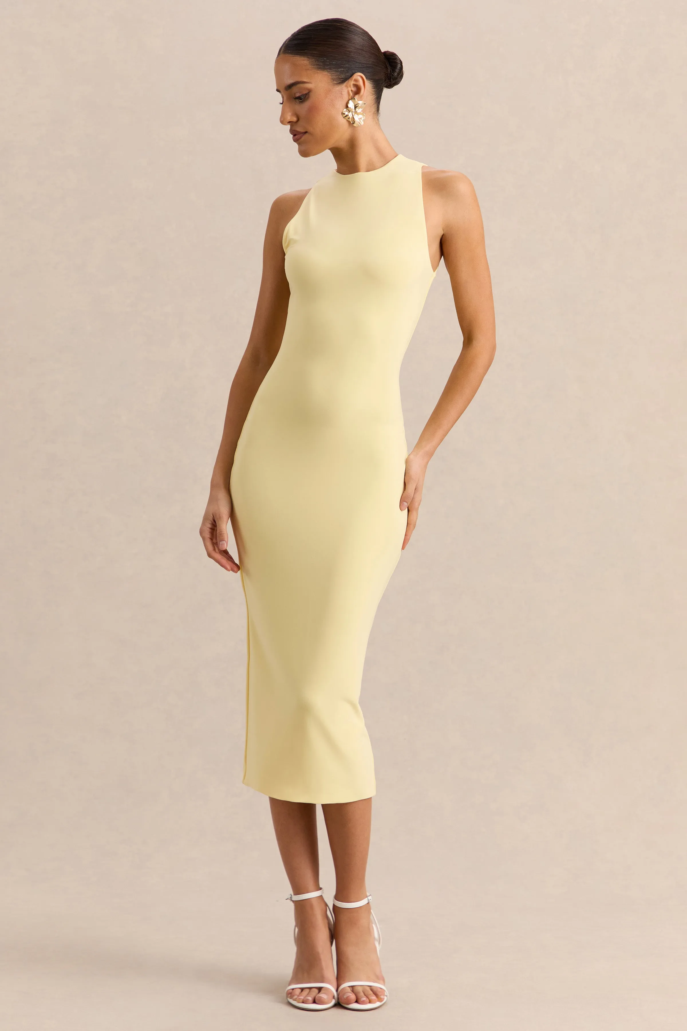 Mirana | Lemon Halter-Neck Midi-Dress sold by Club L London