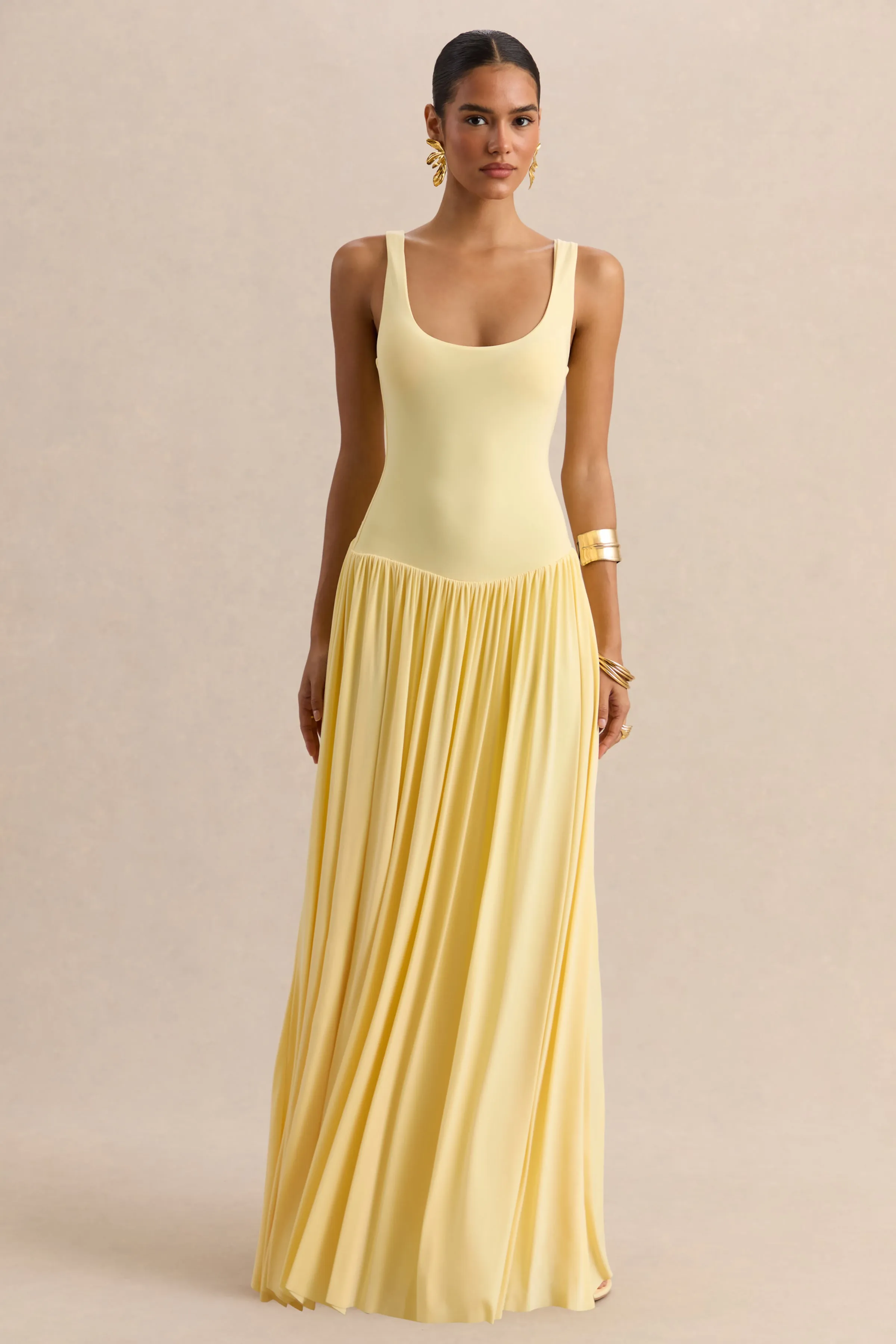Aurina | Lemon Square-Neck Maxi Dress With Scarf-Detail sold by Club L London product image thumbnail 5