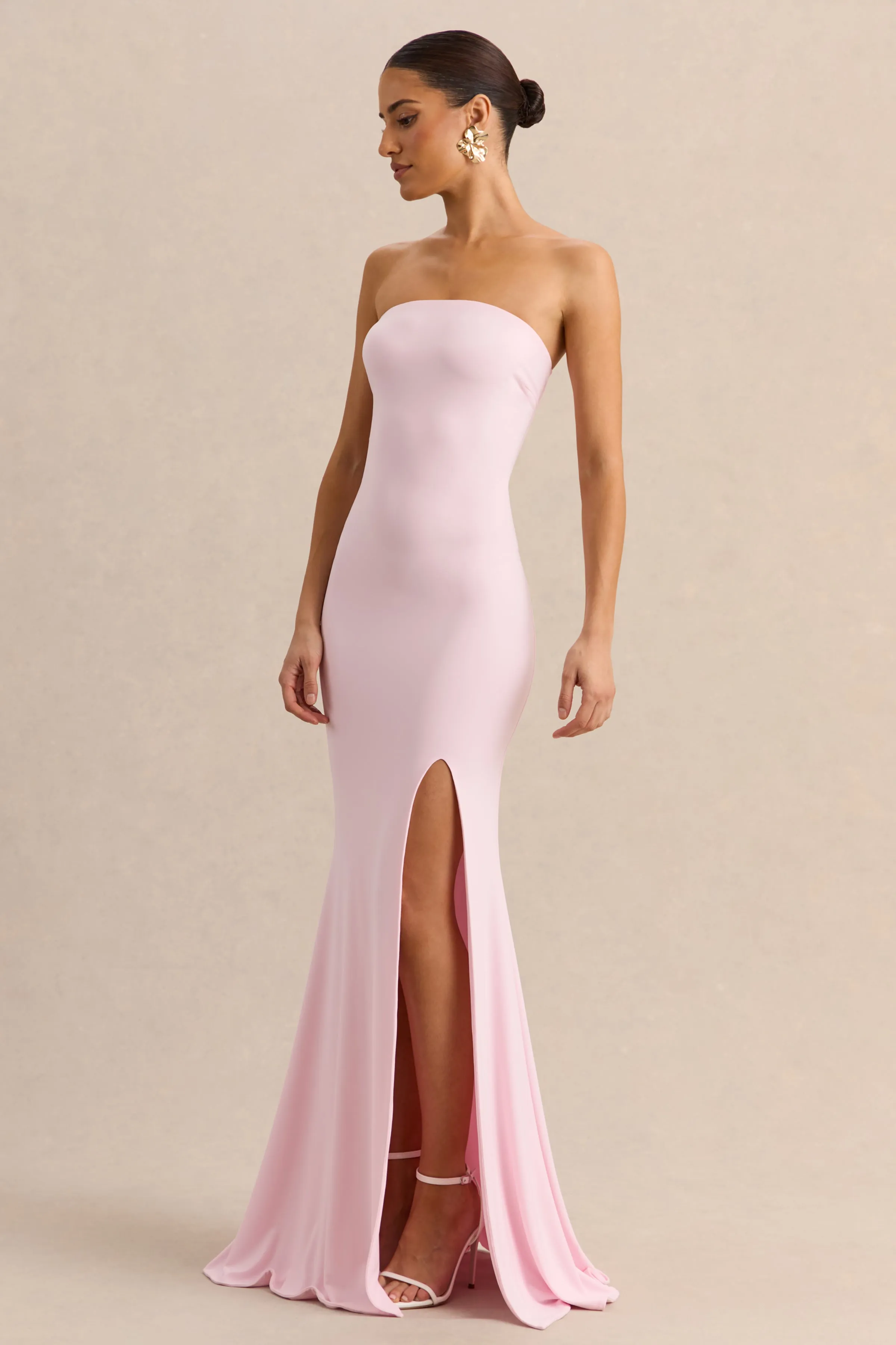 Melva | Light Pink Bandeau Maxi Dress sold by Club L London product image thumbnail 5
