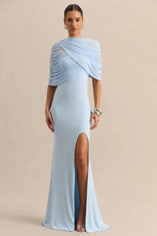 Melva | Powder Blue Bandeau Maxi Dress made by Club L London