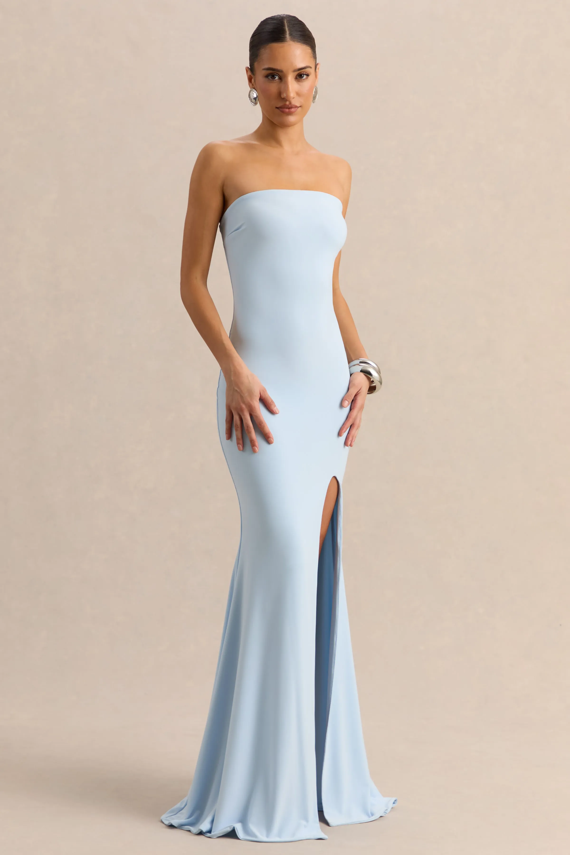 Melva | Powder Blue Bandeau Maxi Dress sold by Club L London product image thumbnail 4