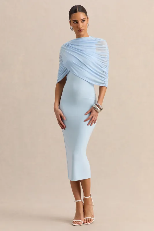 Mirana | Powder Blue High-Neck Midi-Dress made by Club L London