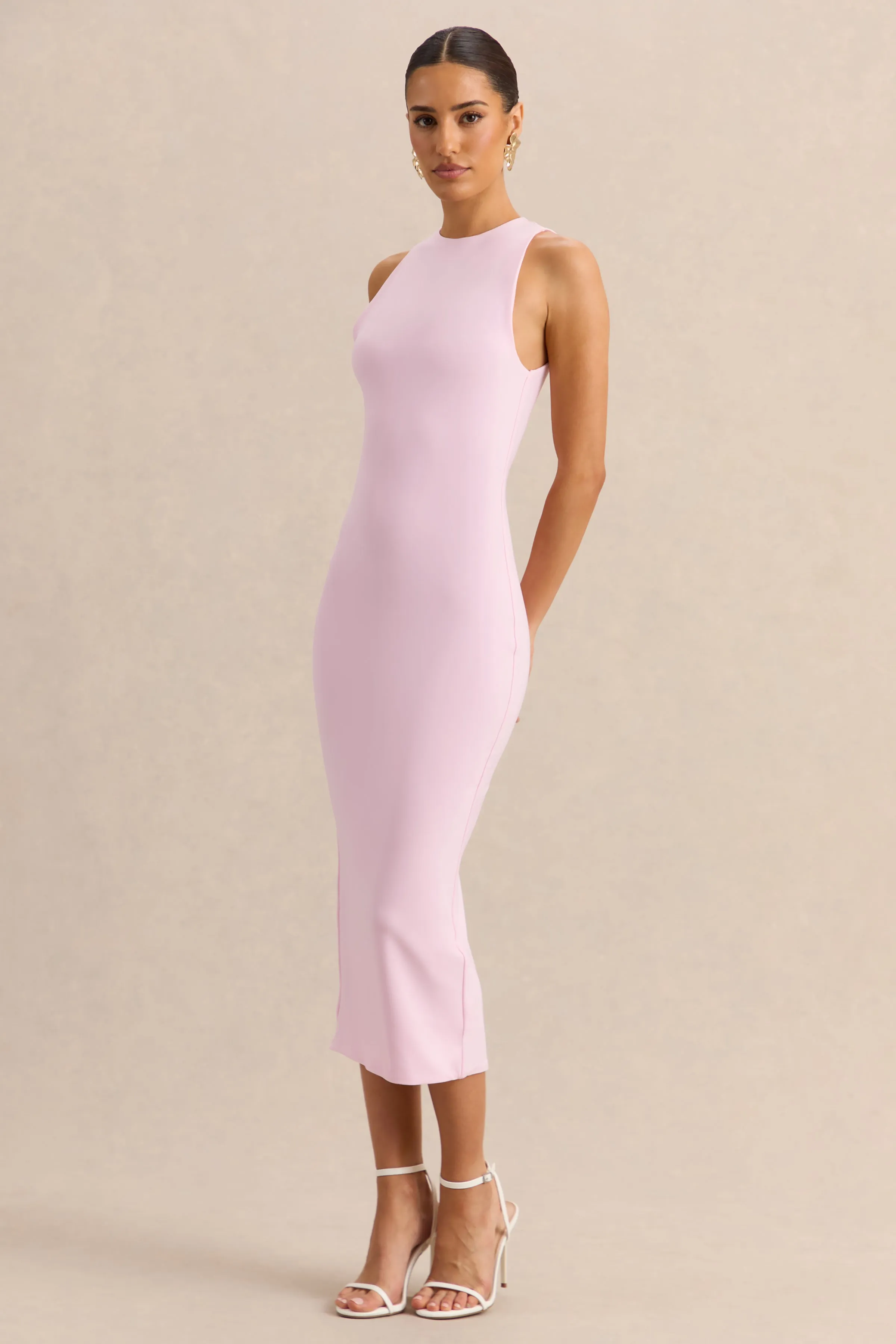 Mirana | Light Pink High-Neck Midi-Dress sold by Club L London product image thumbnail 5