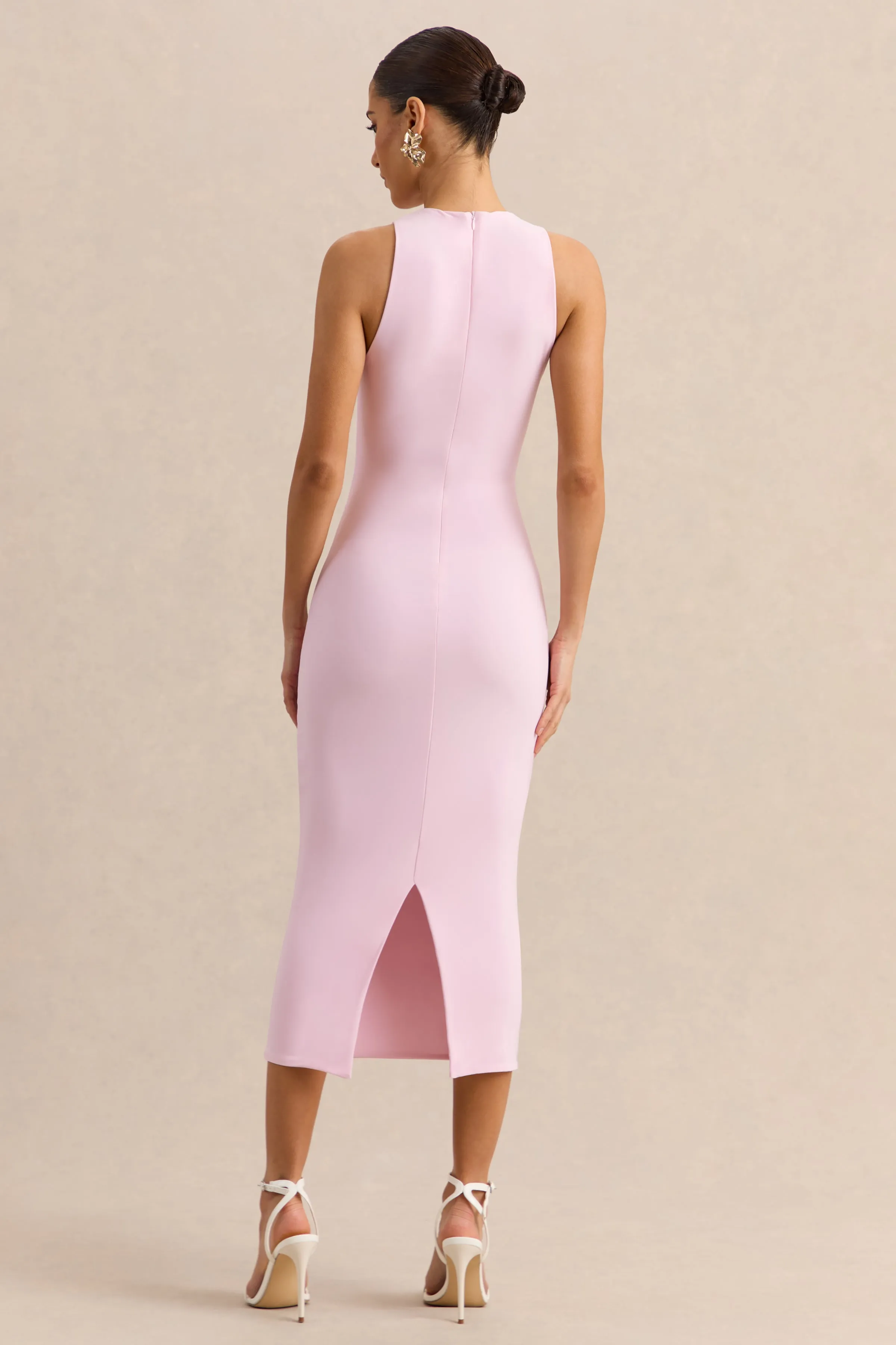Mirana | Light Pink High-Neck Midi-Dress sold by Club L London product image thumbnail 2
