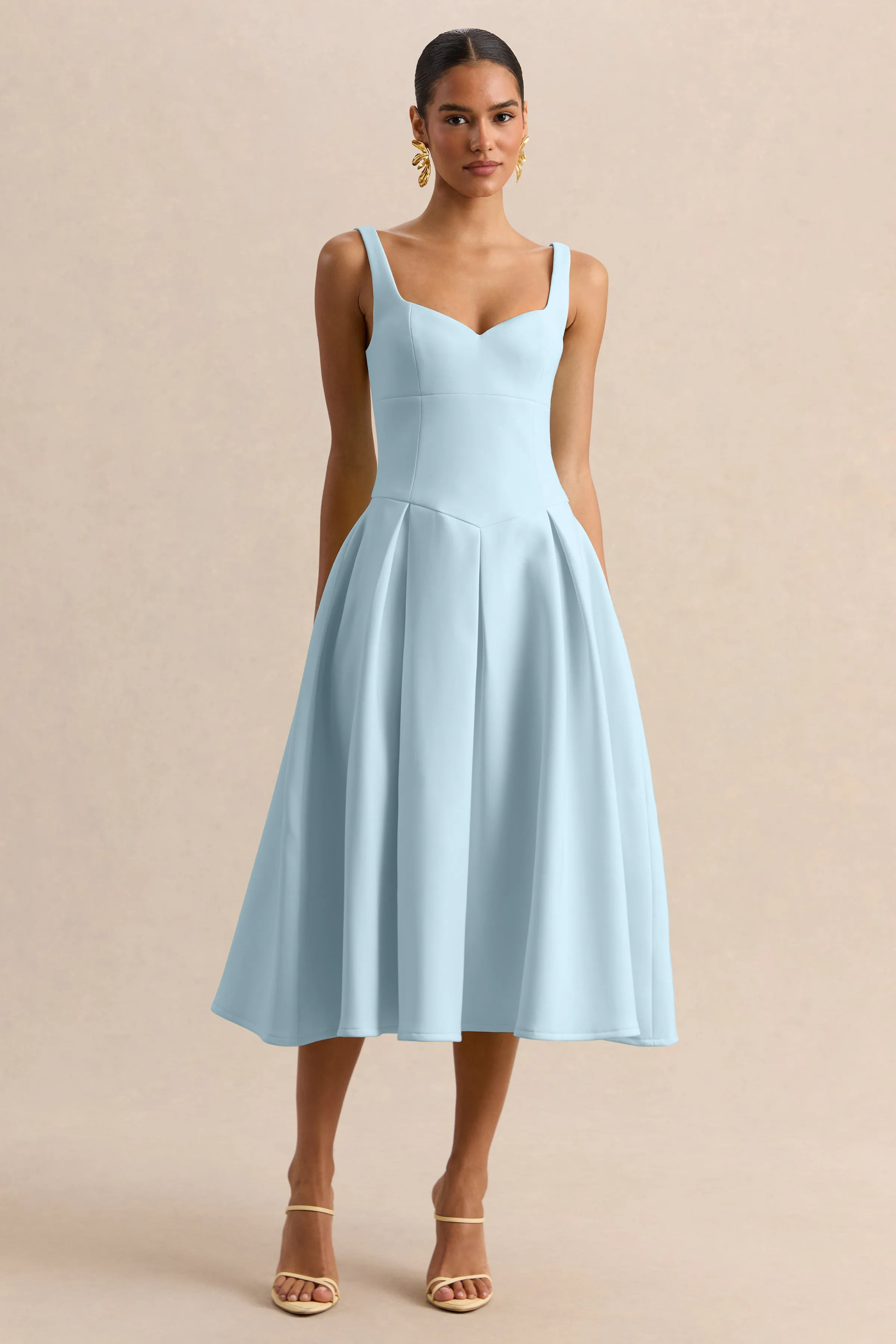 Greta | Powder-Blue Sweetheart-Neck Midi Dress sold by Club L London product image thumbnail 4