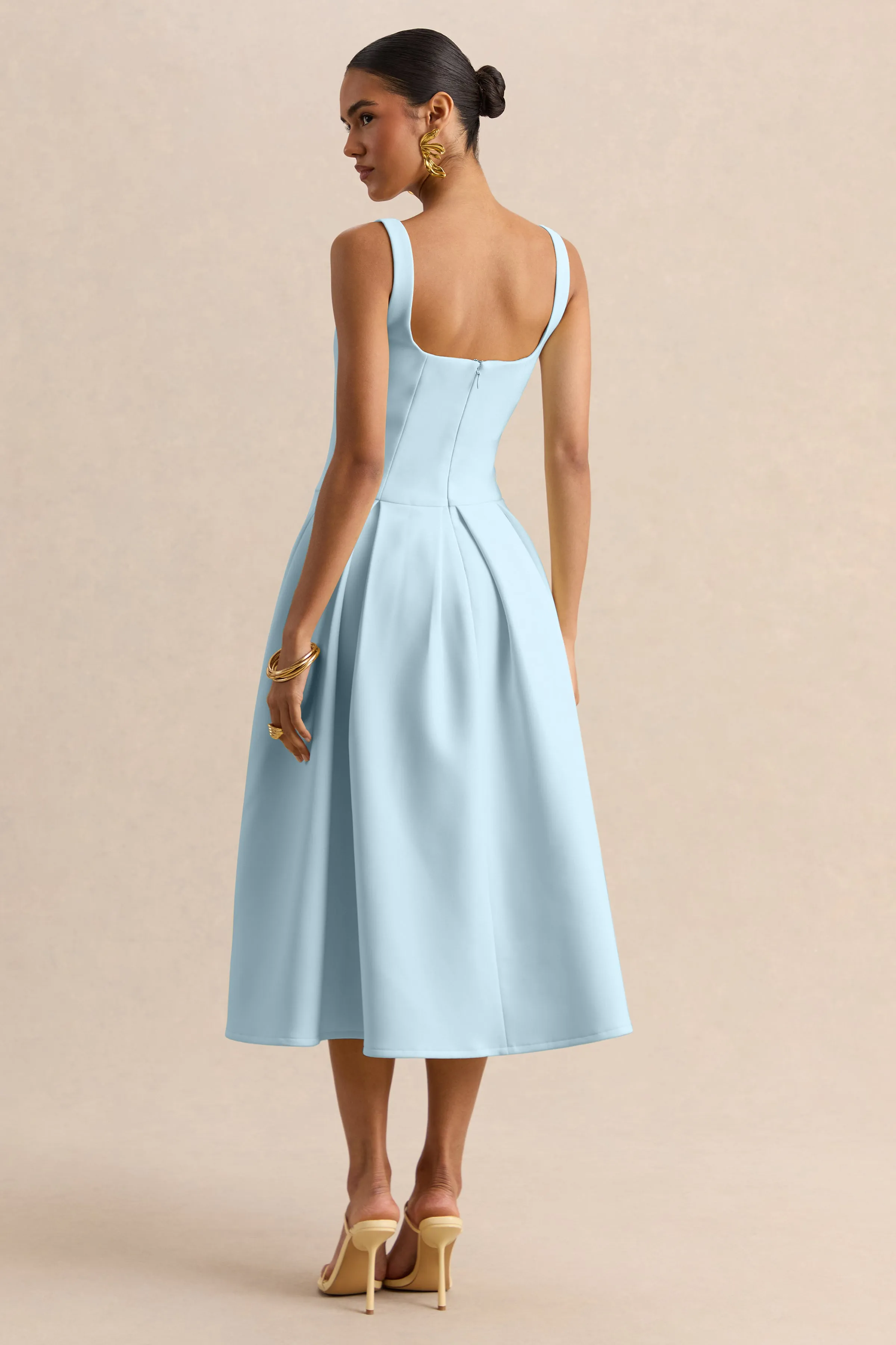 Greta | Powder-Blue Sweetheart-Neck Midi Dress sold by Club L London product image thumbnail 2