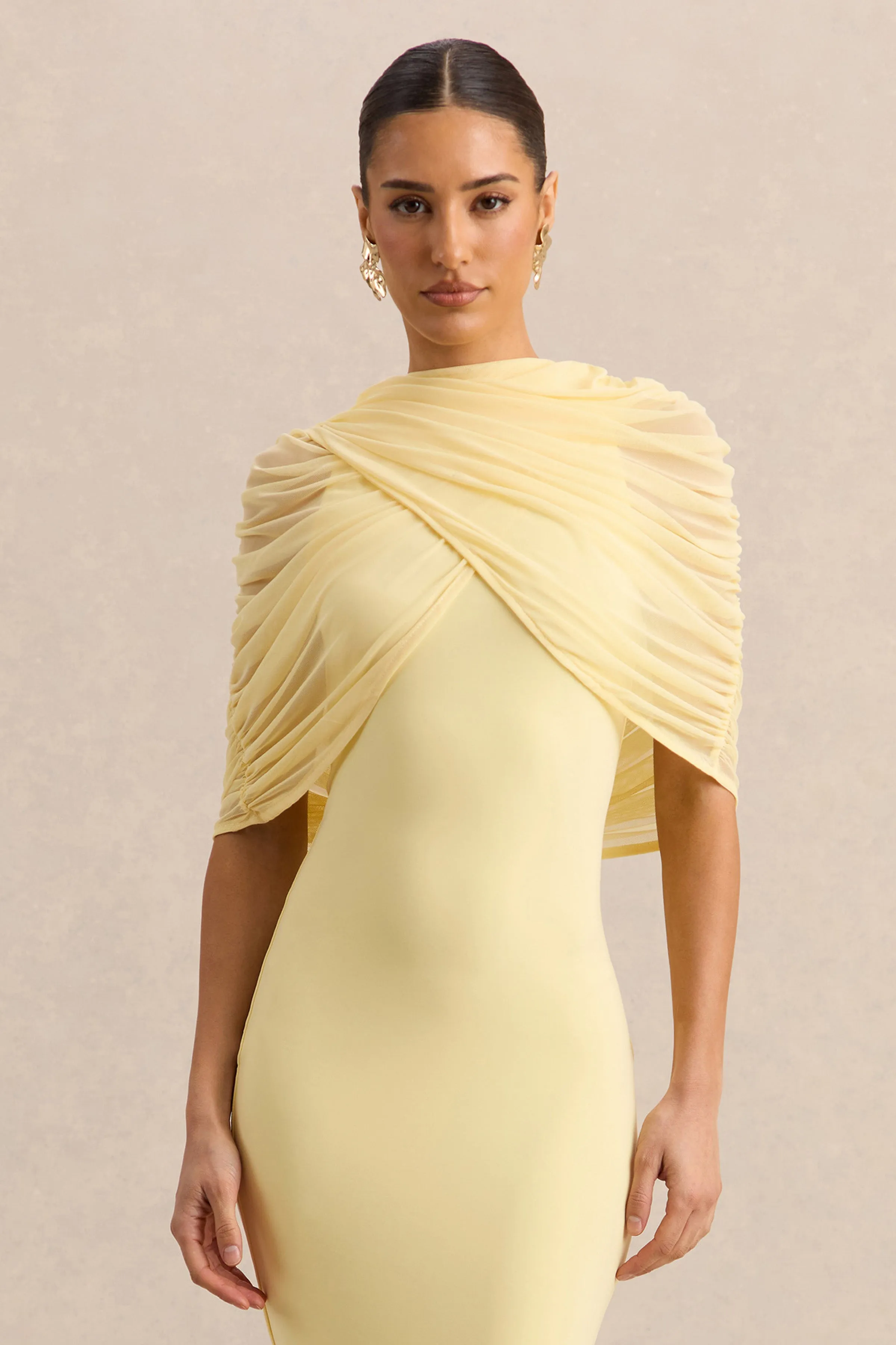 Magoria | Lemon Mesh Round-Neck Cape sold by Club L London product image thumbnail 5