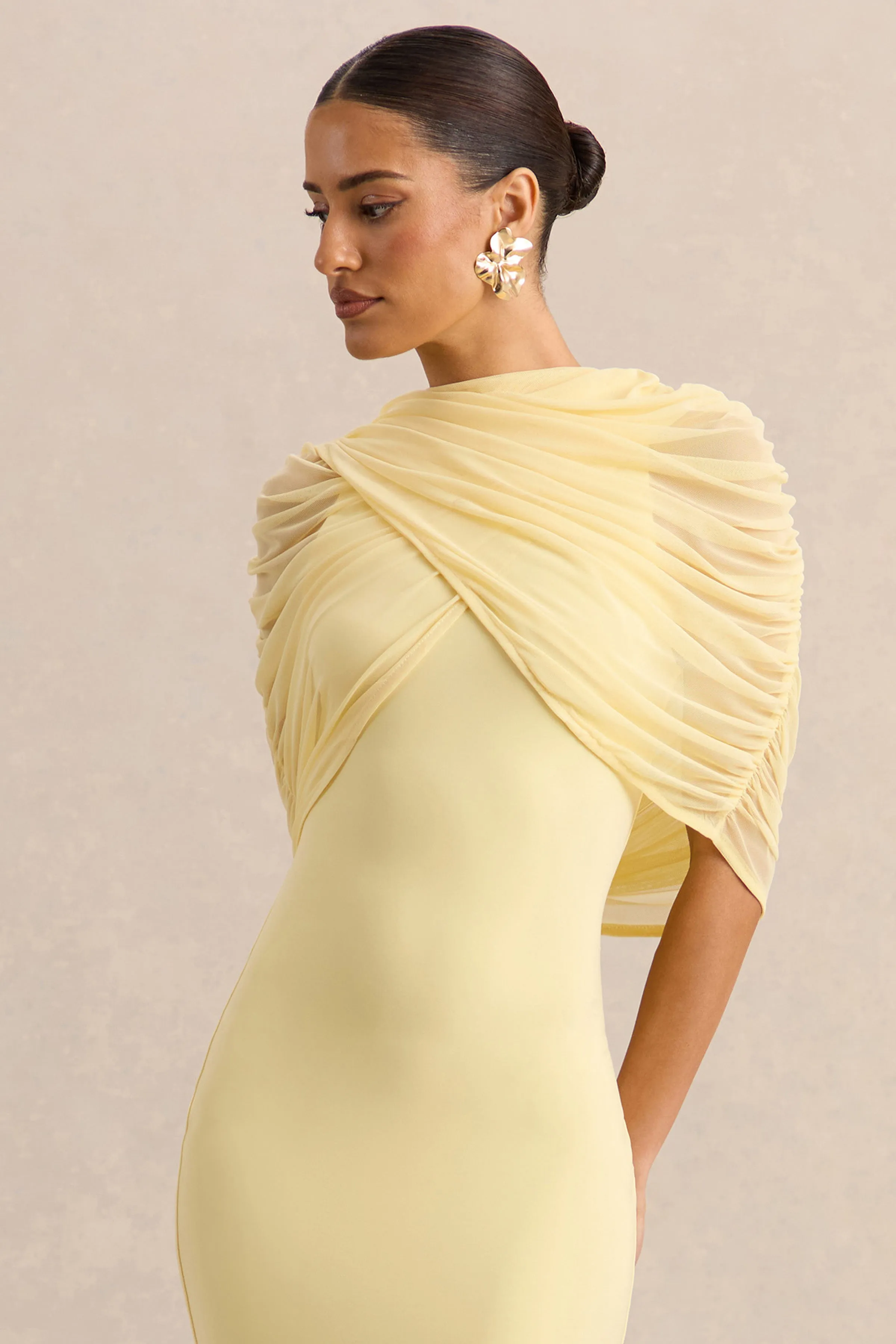 Magoria | Lemon Mesh Round-Neck Cape sold by Club L London product image thumbnail 2