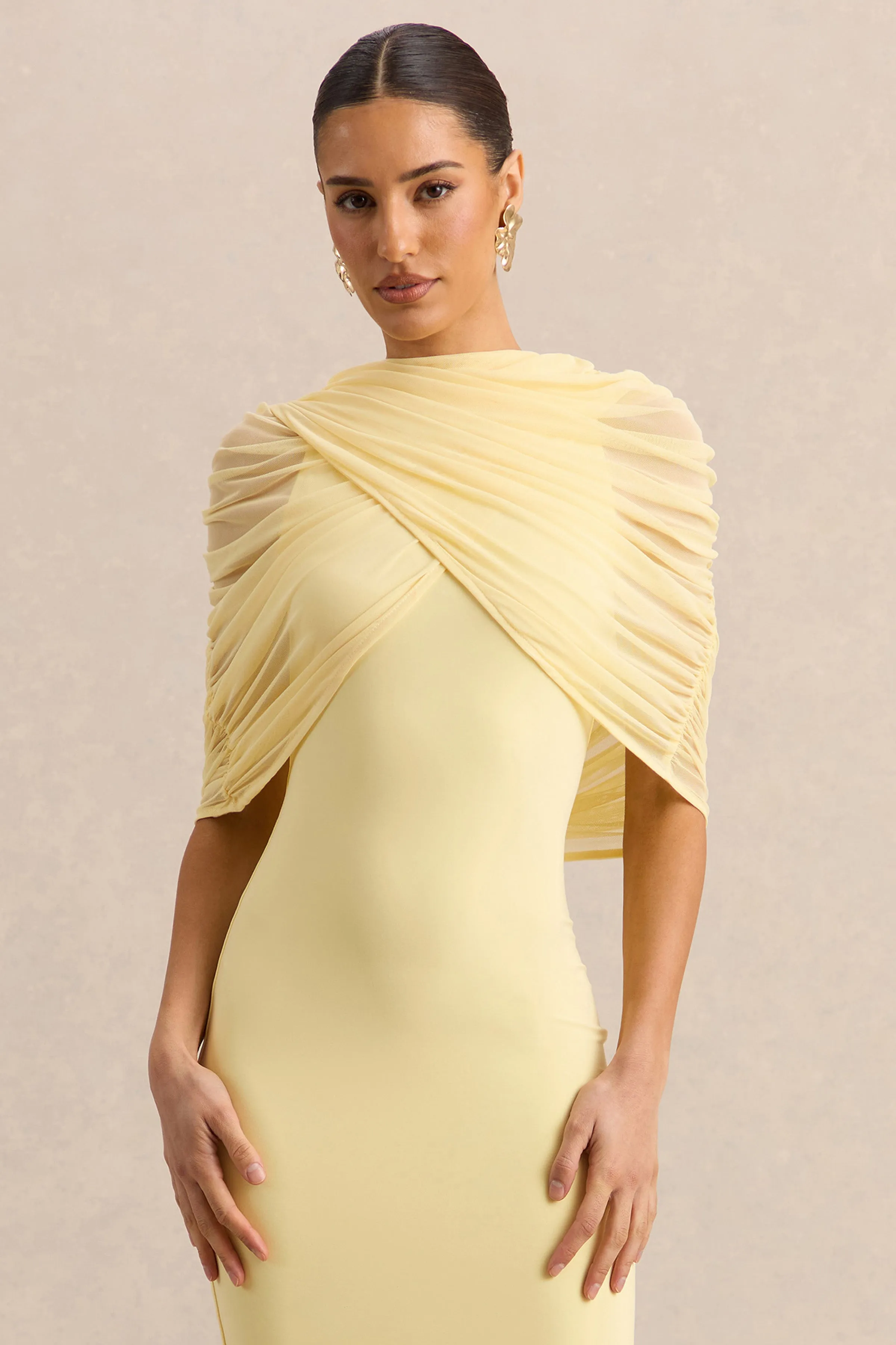 Magoria | Lemon Mesh Round-Neck Cape sold by Club L London product image thumbnail 3