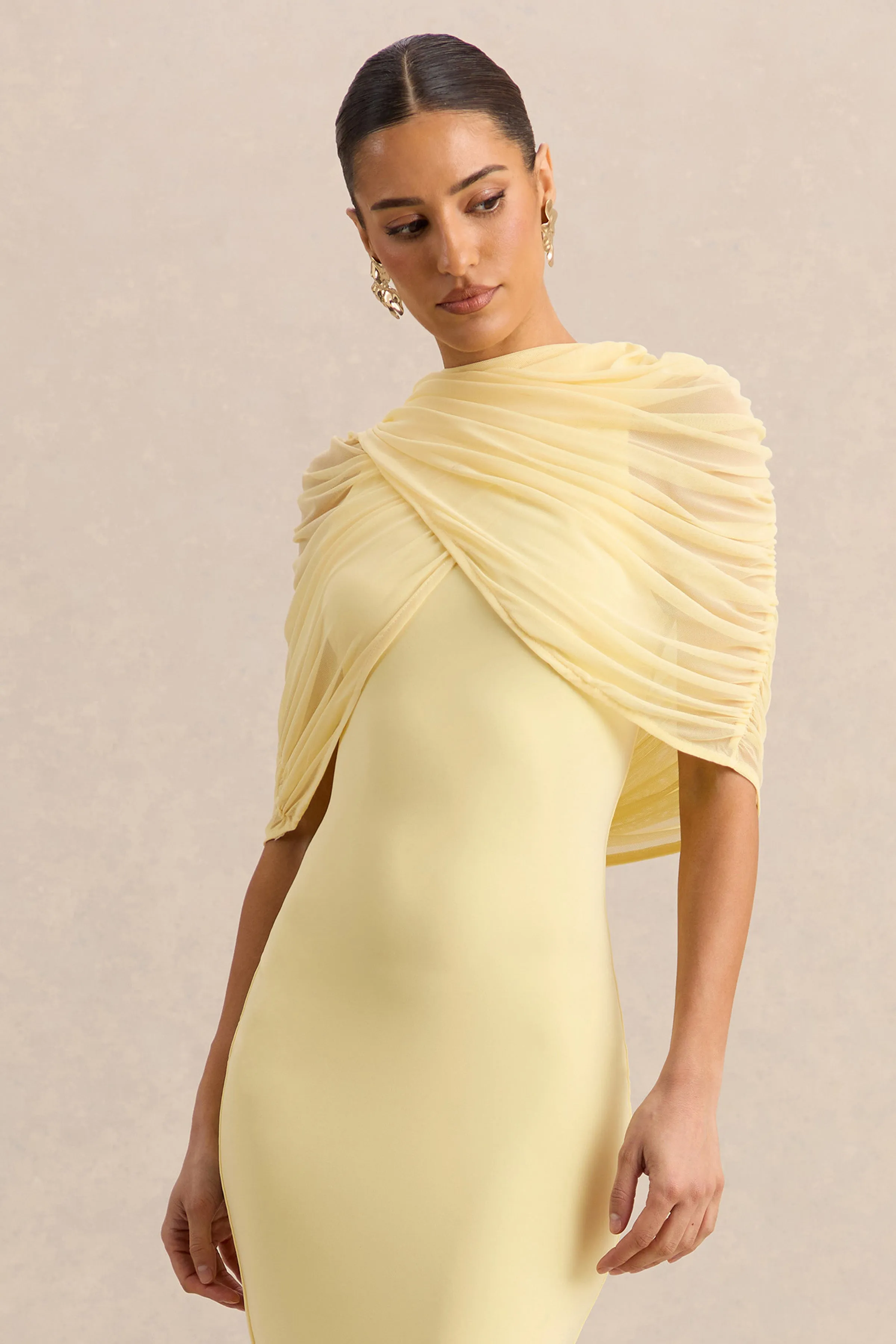 Magoria | Lemon Mesh Round-Neck Cape sold by Club L London product image thumbnail 4