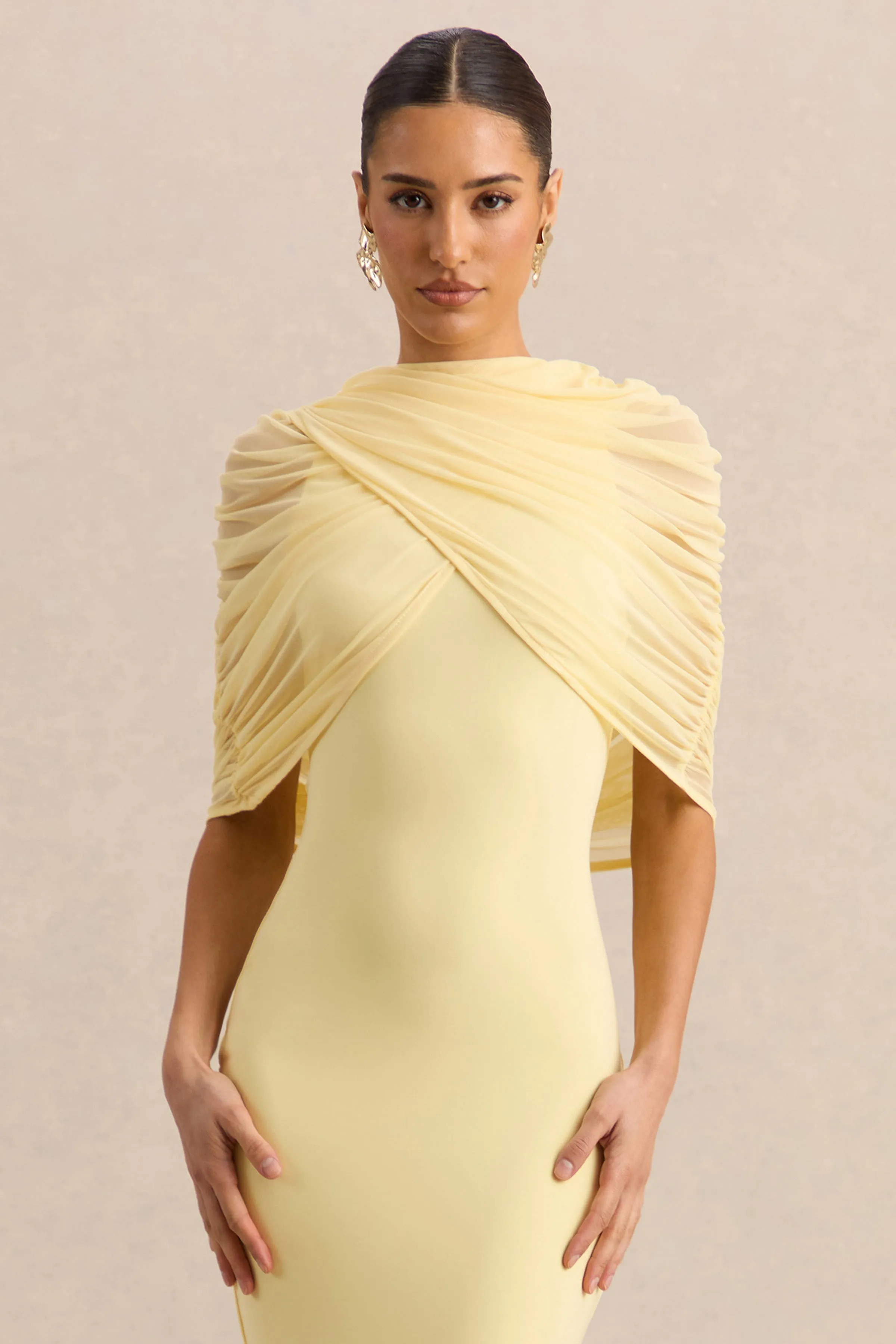 Magoria | Lemon Mesh Round-Neck Cape sold by Club L London