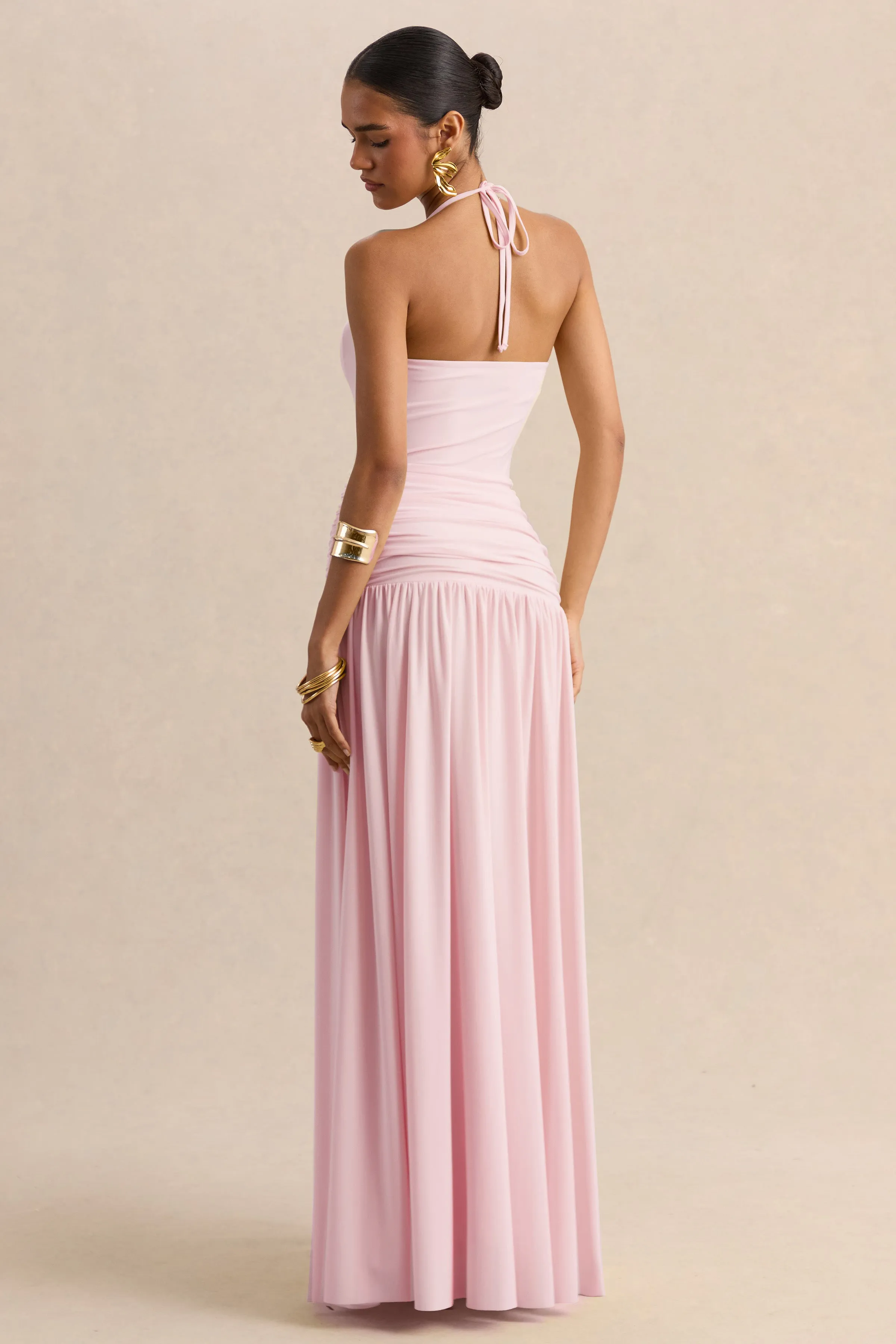 Nicolette | Pink Square-Neck Maxi Dress With Ruched-Detailing sold by Club L London product image thumbnail 2