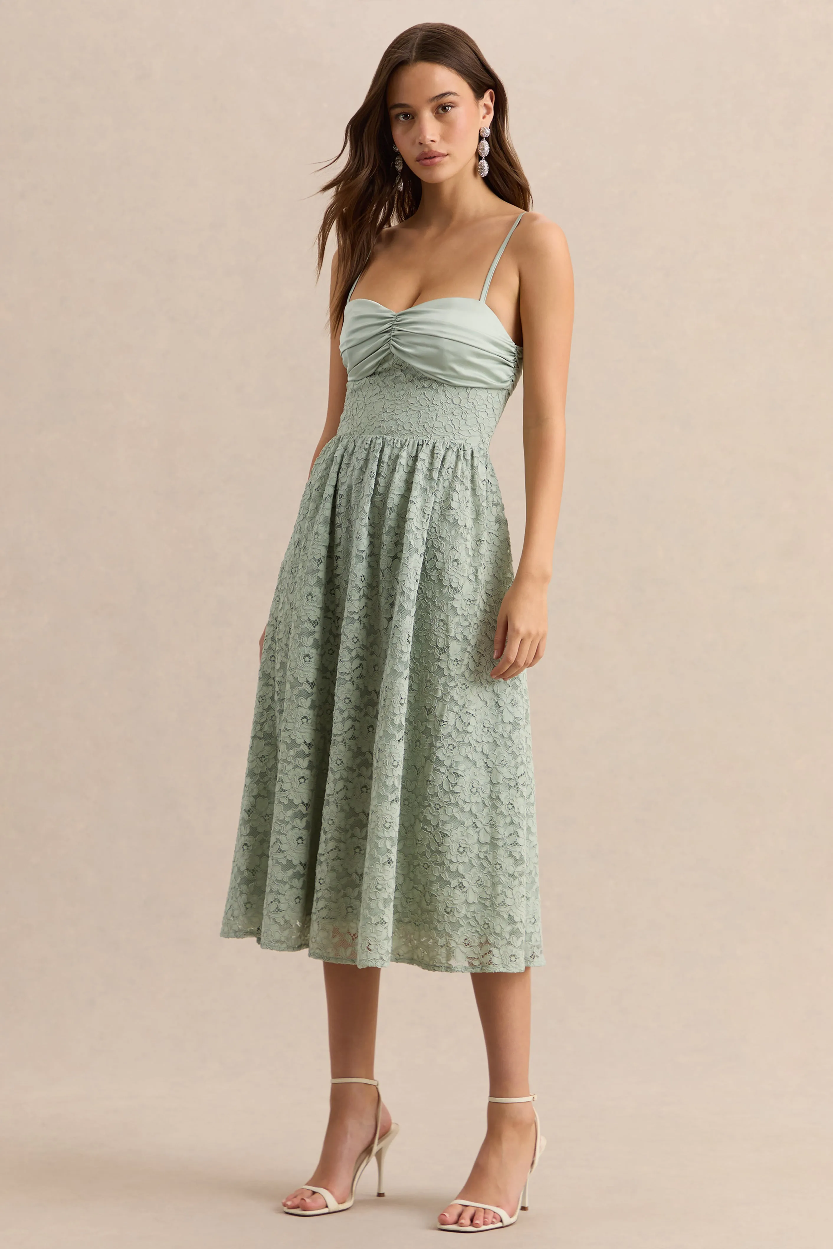 Gloriana | Sage Lace Sweetheart-Neck Midi Dress sold by Club L London product image thumbnail 5