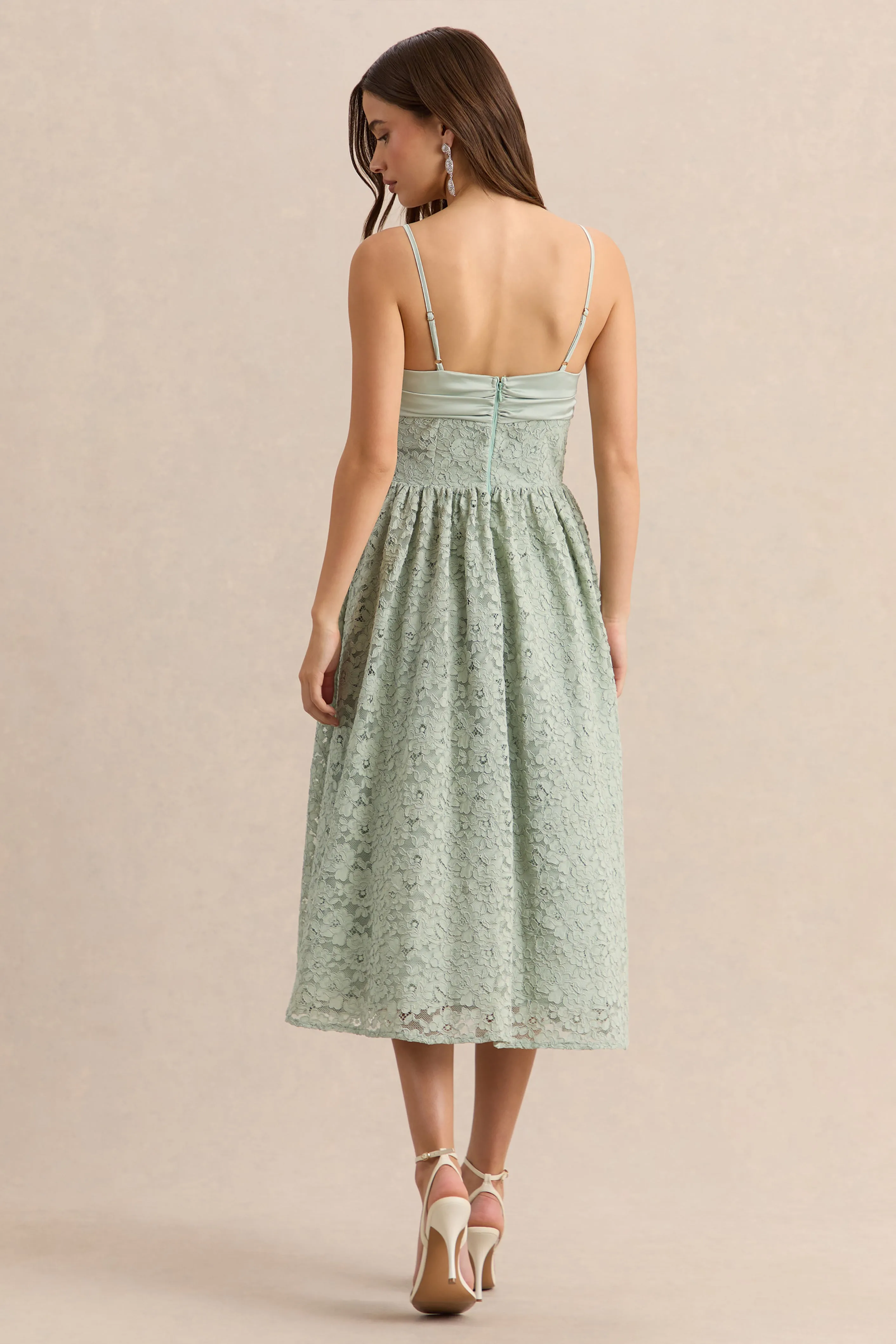 Gloriana | Sage Lace Sweetheart-Neck Midi Dress sold by Club L London product image thumbnail 2