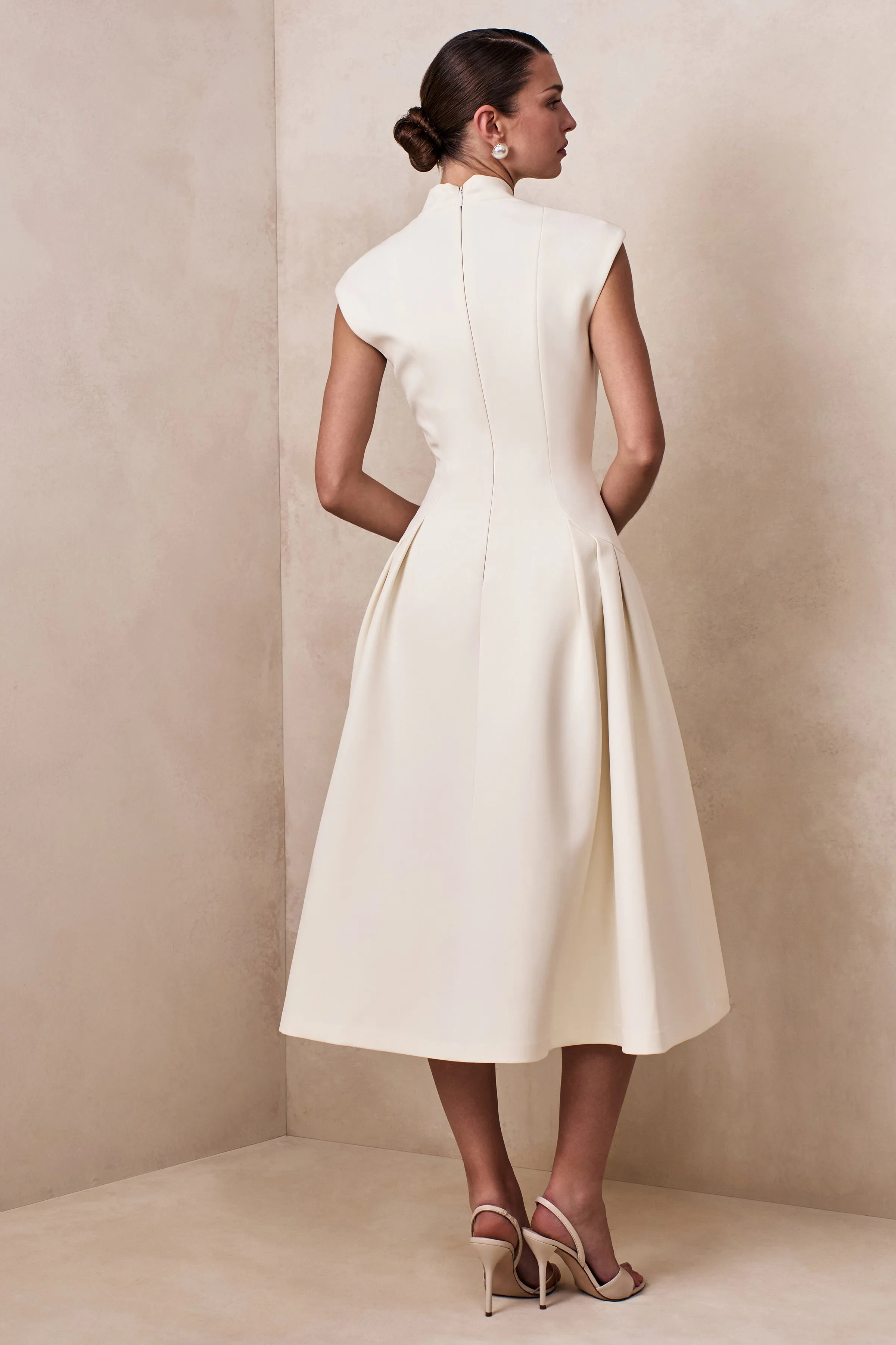 Kylen | White V-Neck Midi Dress sold by Club L London product image thumbnail 2