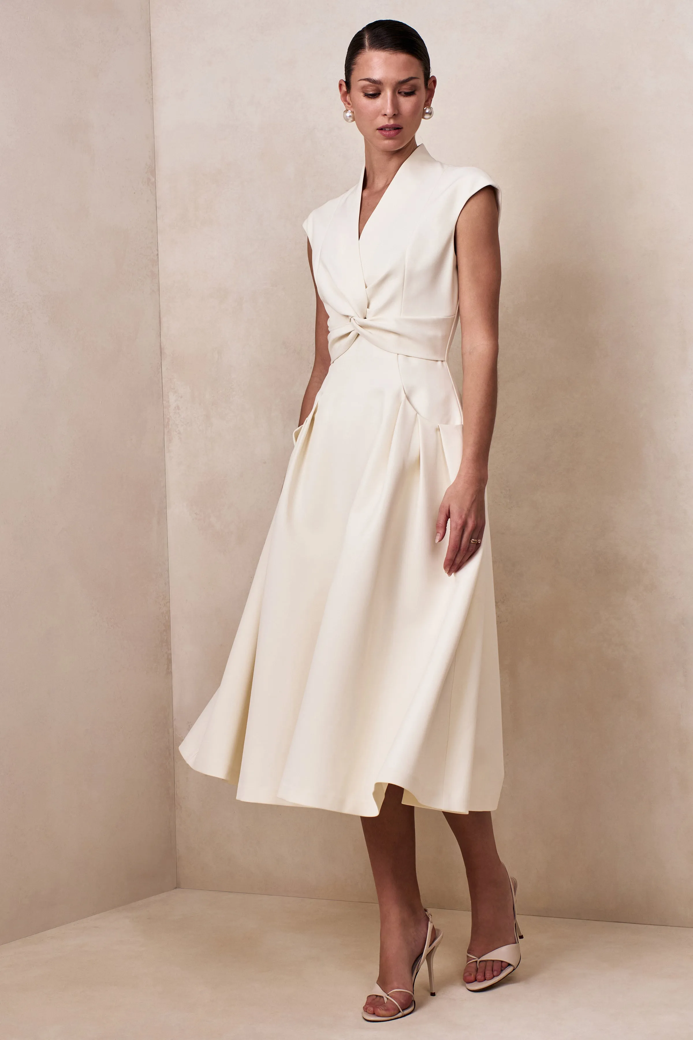Kylen | White V-Neck Midi Dress sold by Club L London product image thumbnail 4