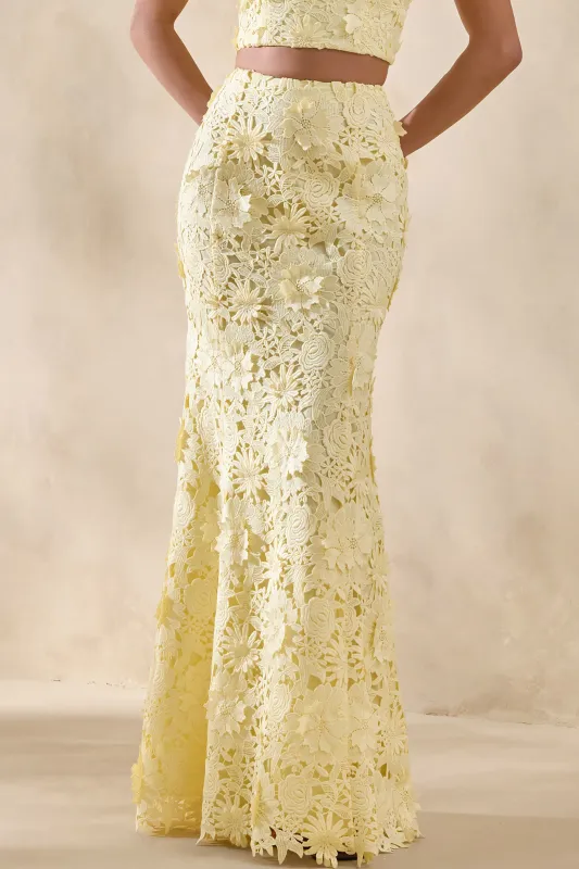 Esmara | Lemon Lace Maxi Skirt made by Club L London