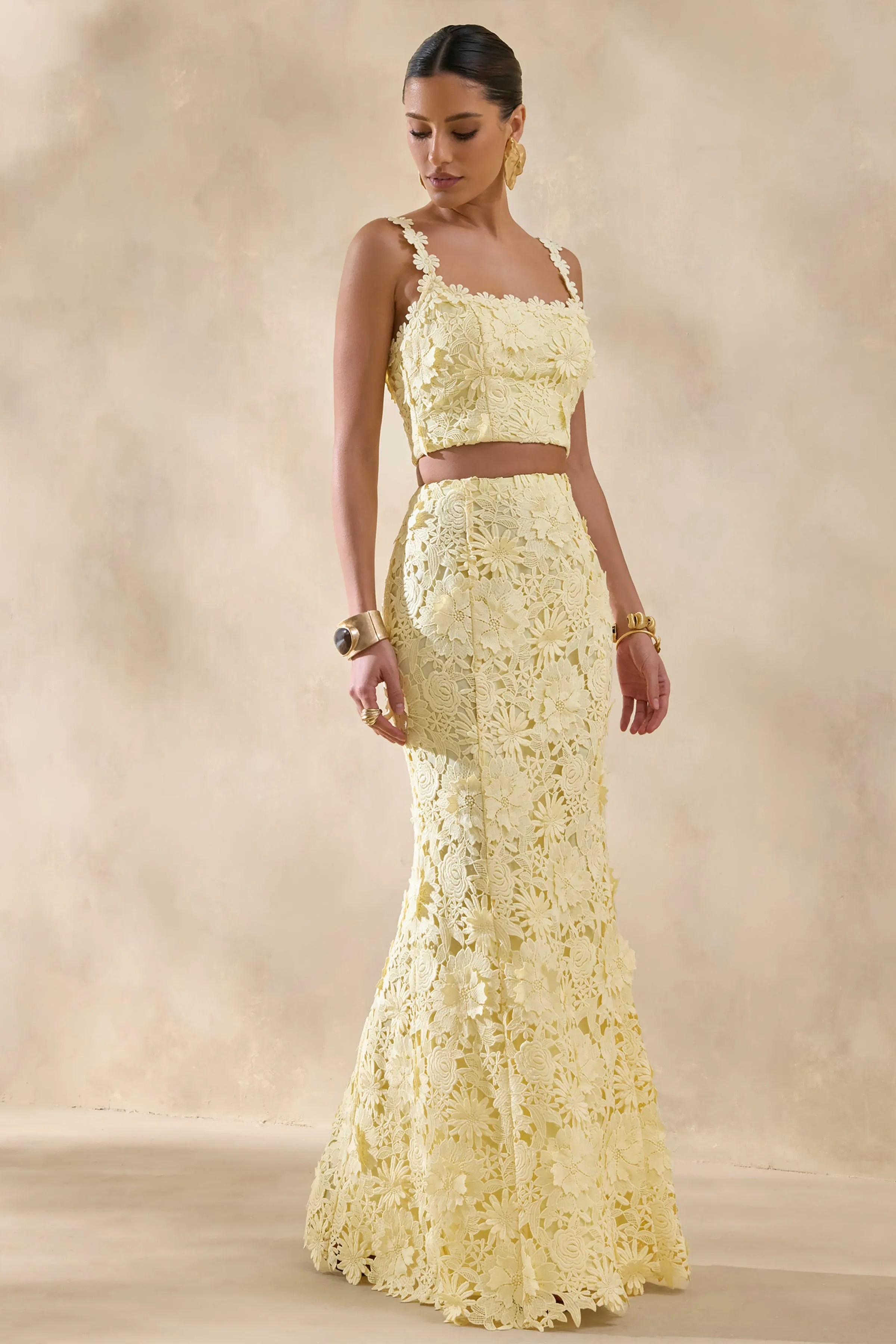 Esmara | Lemon Lace Maxi Skirt sold by Club L London product image thumbnail 5