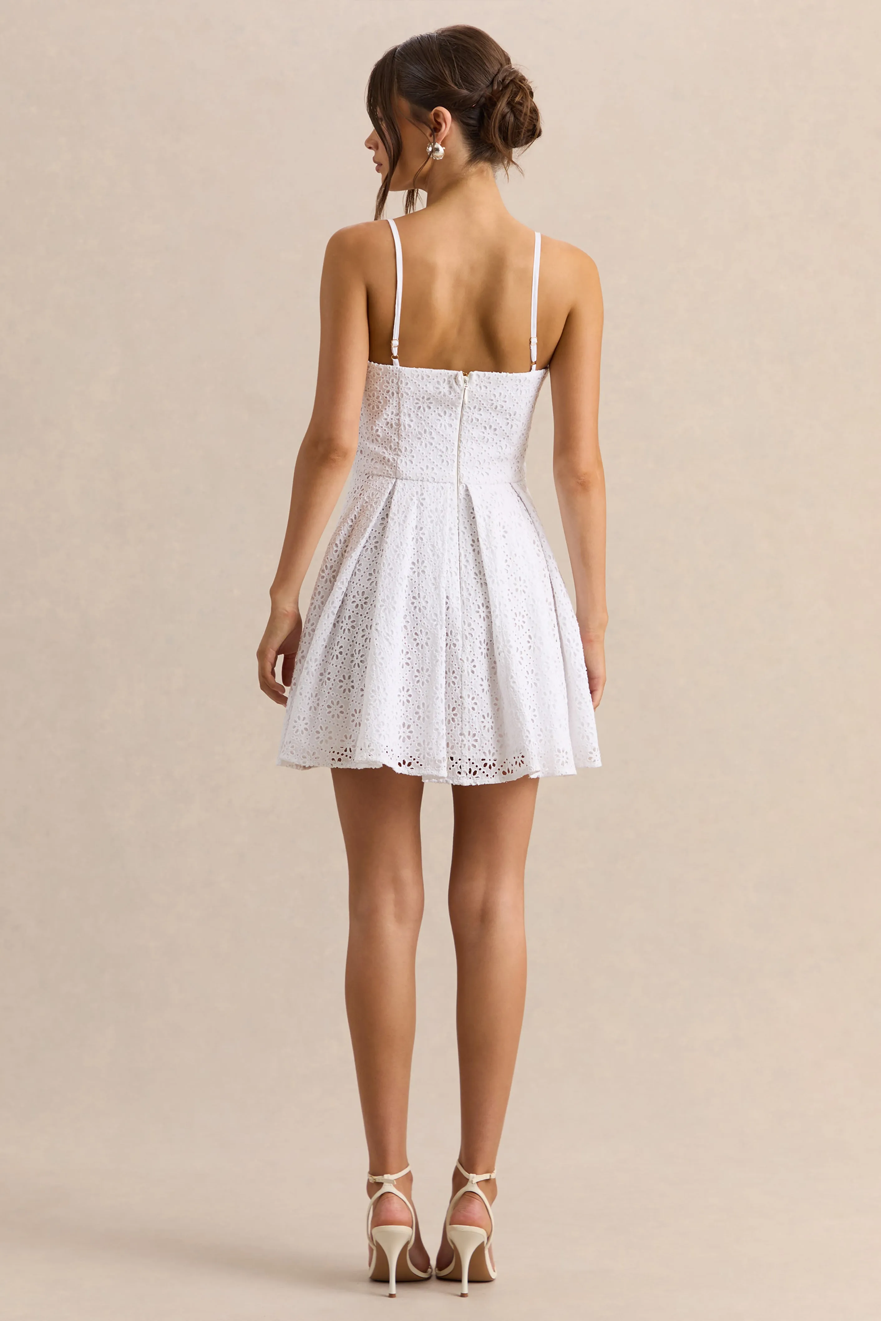 Elina | White Square-Neck Mini Dress With Bow Detail sold by Club L London product image thumbnail 2