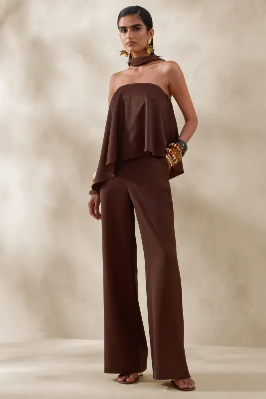 Seloria | Brown Wide-Leg Trouser made by Club L London