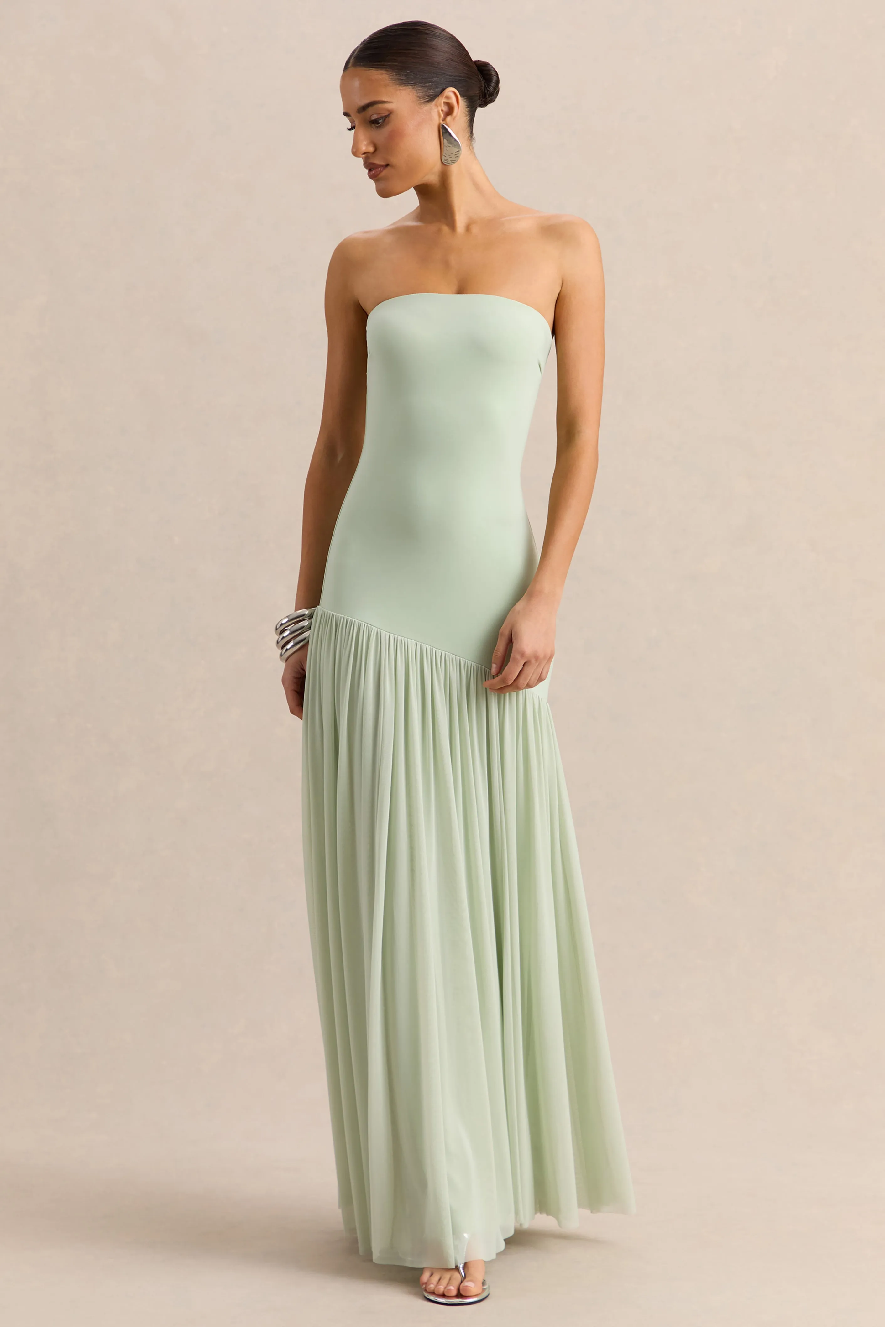 Bambi | Mint Bandeau Maxi Dress With Scarf-Detail sold by Club L London product image thumbnail 4