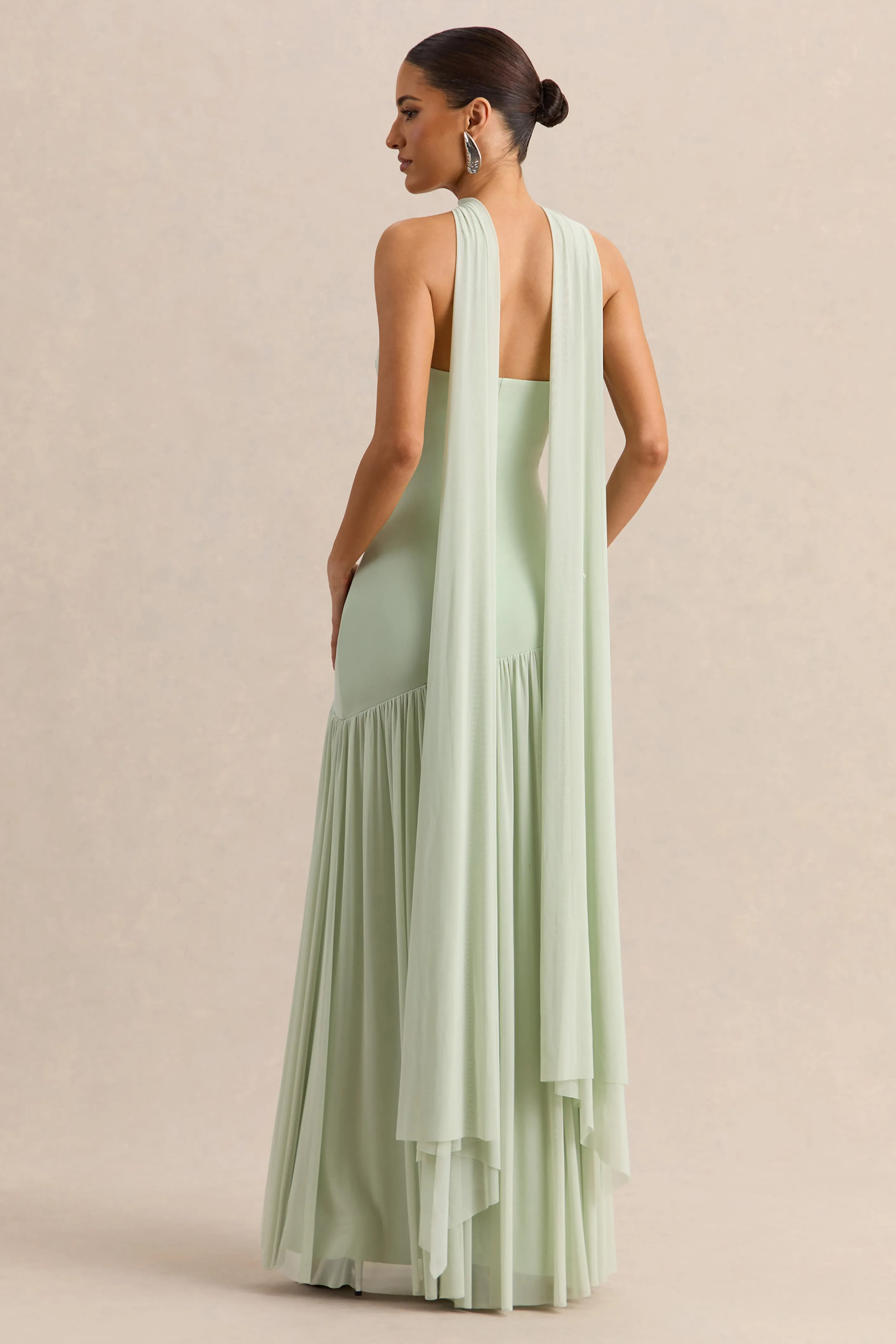 Bambi | Mint Bandeau Maxi Dress With Scarf-Detail sold by Club L London product image thumbnail 2