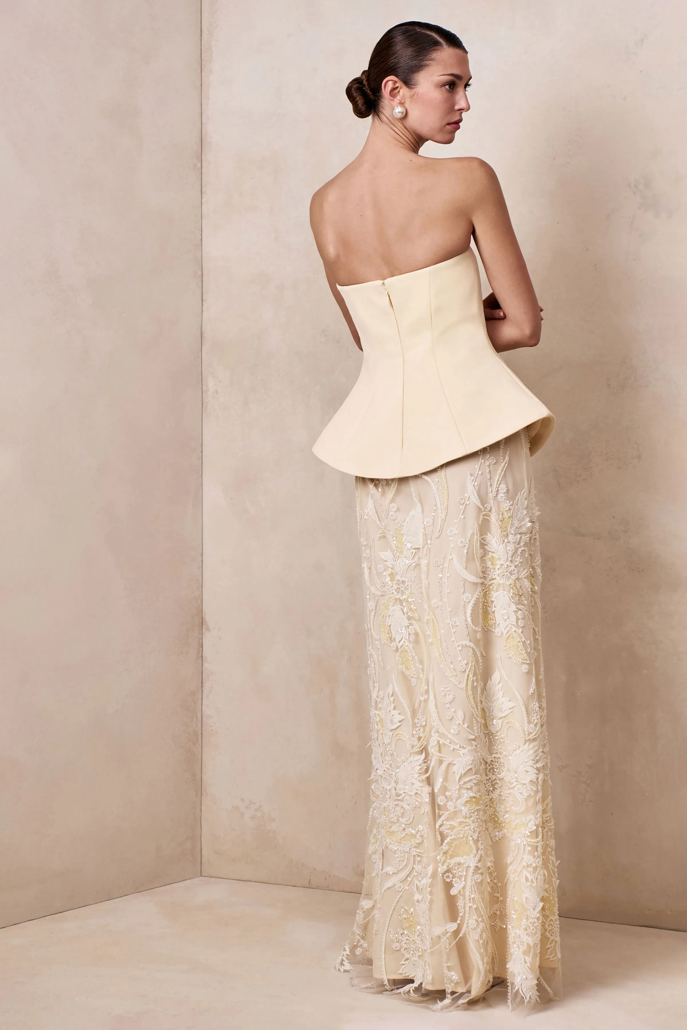 Lorna | Lemon Bandeau Maxi Dress With Scarf sold by Club L London product image thumbnail 5