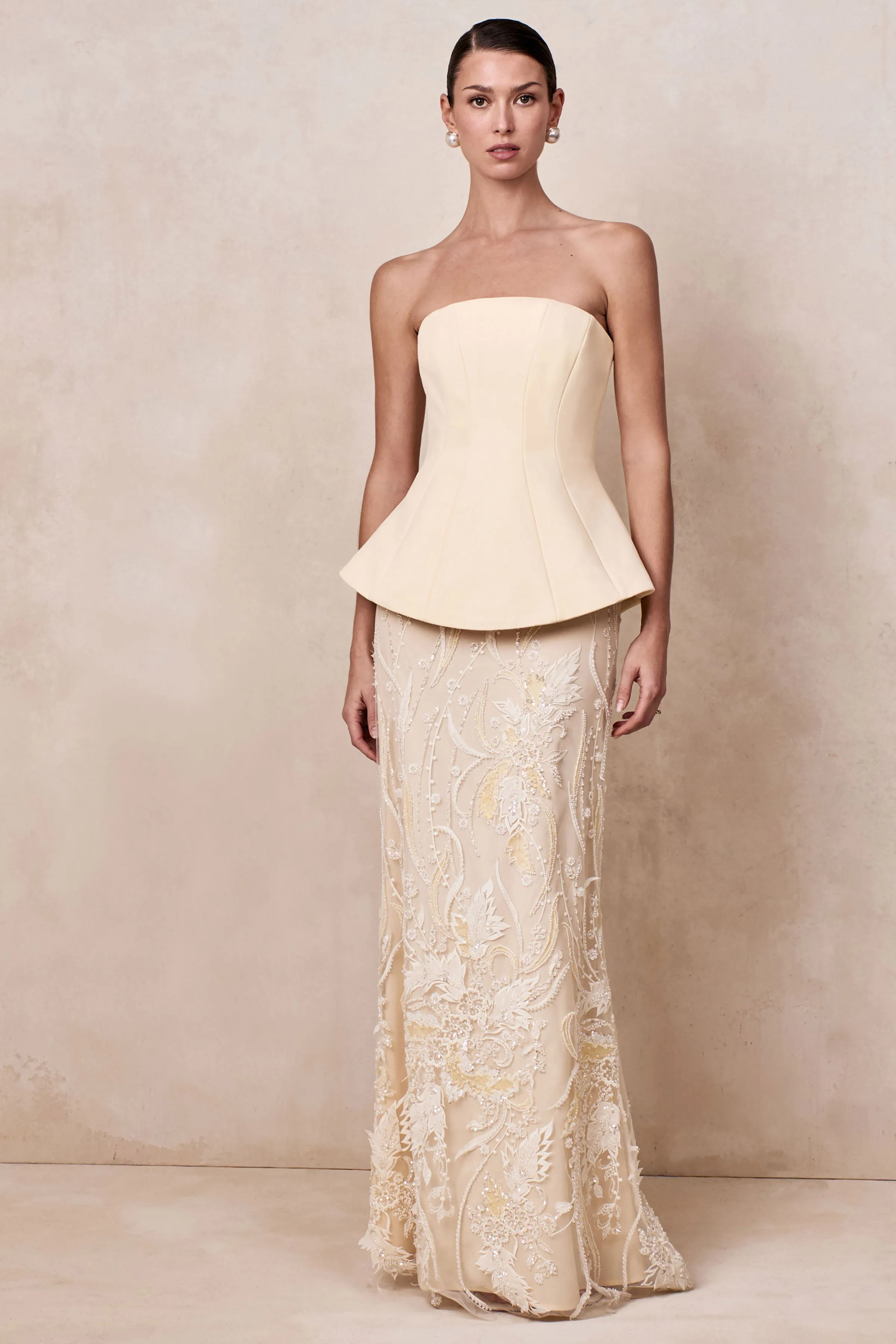 Lorna | Lemon Bandeau Maxi Dress With Scarf sold by Club L London product image thumbnail 4