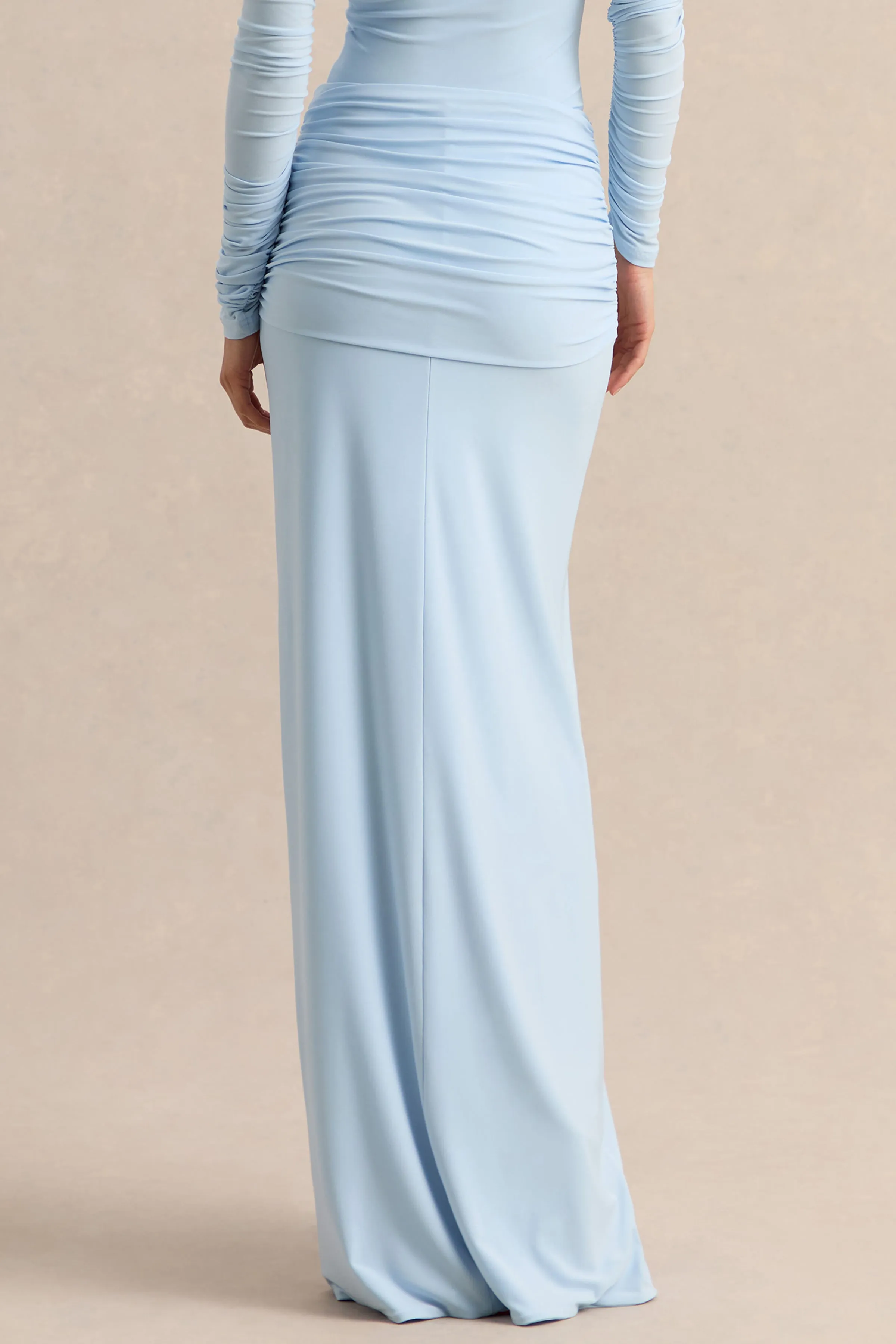 Flynne | Blue Wrapped Maxi Skirt With Sash sold by Club L London product image thumbnail 3