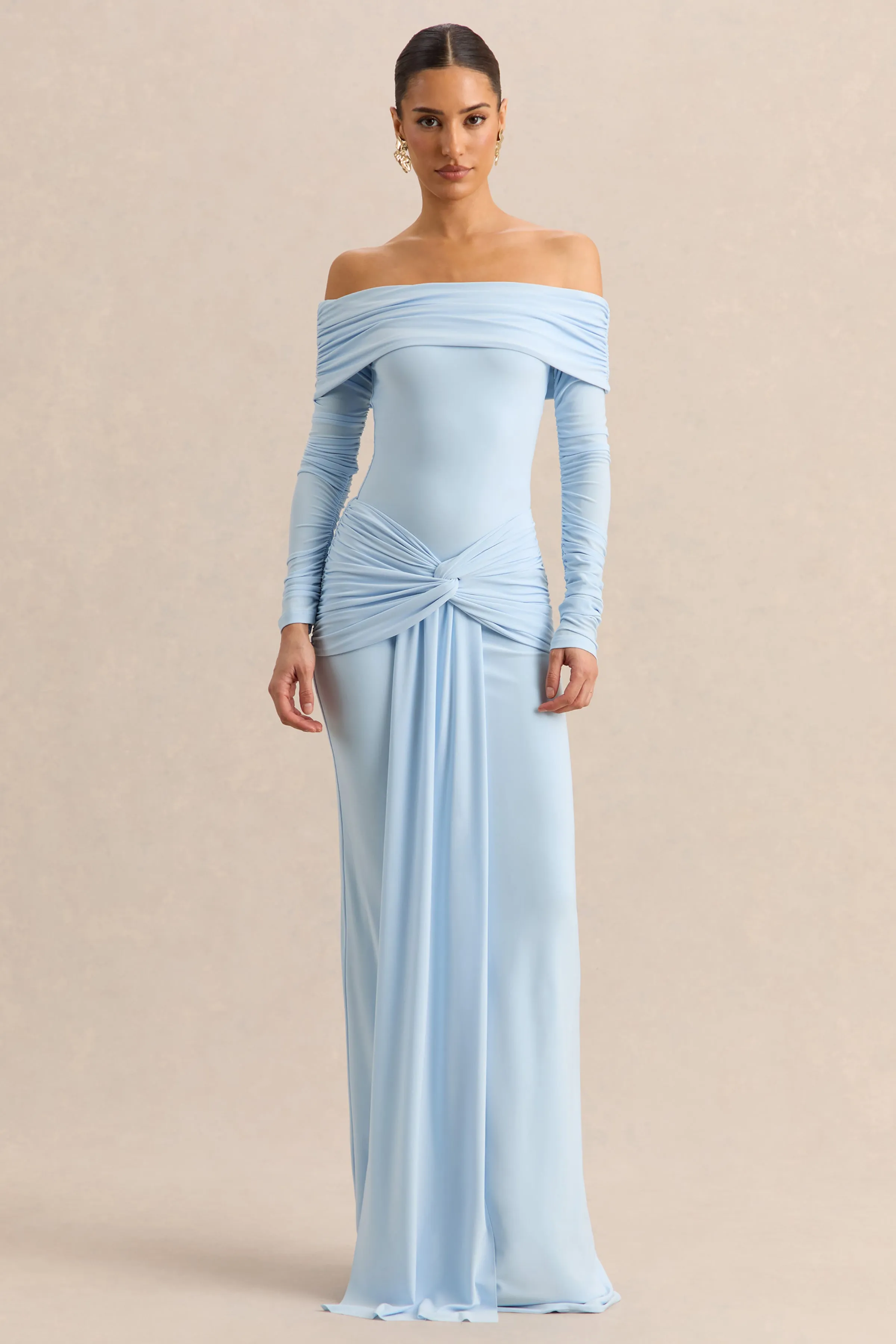 Flynne | Blue Wrapped Maxi Skirt With Sash sold by Club L London product image thumbnail 5