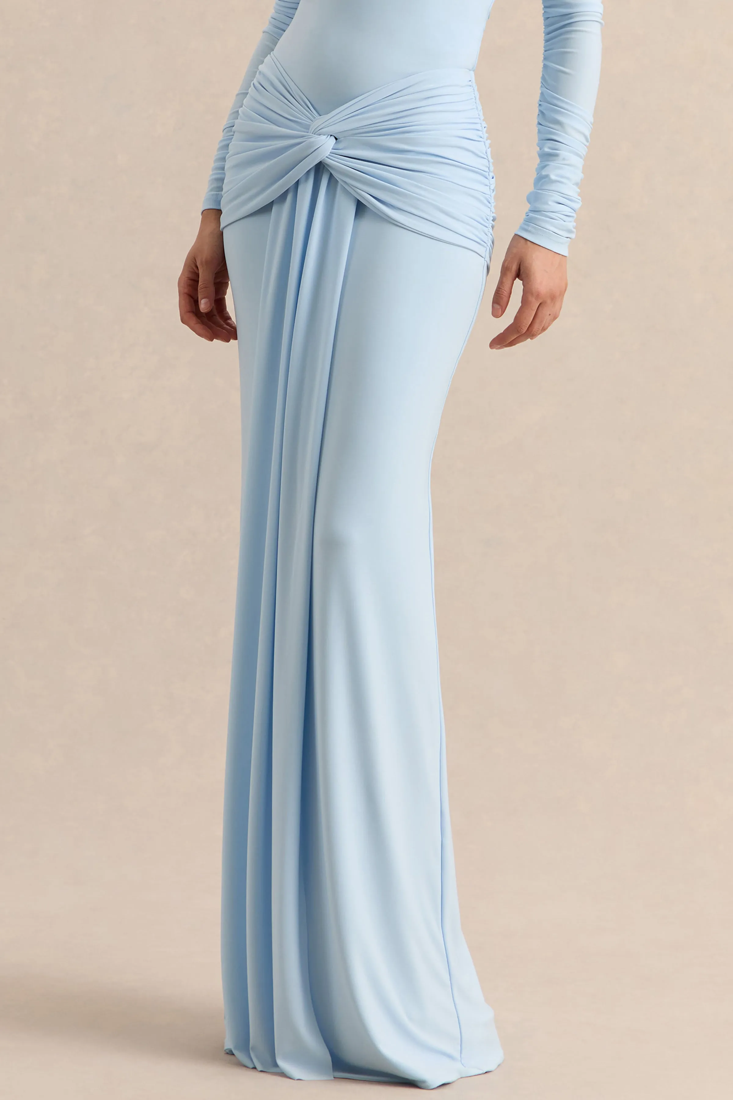 Flynne | Blue Wrapped Maxi Skirt With Sash sold by Club L London product image thumbnail 2