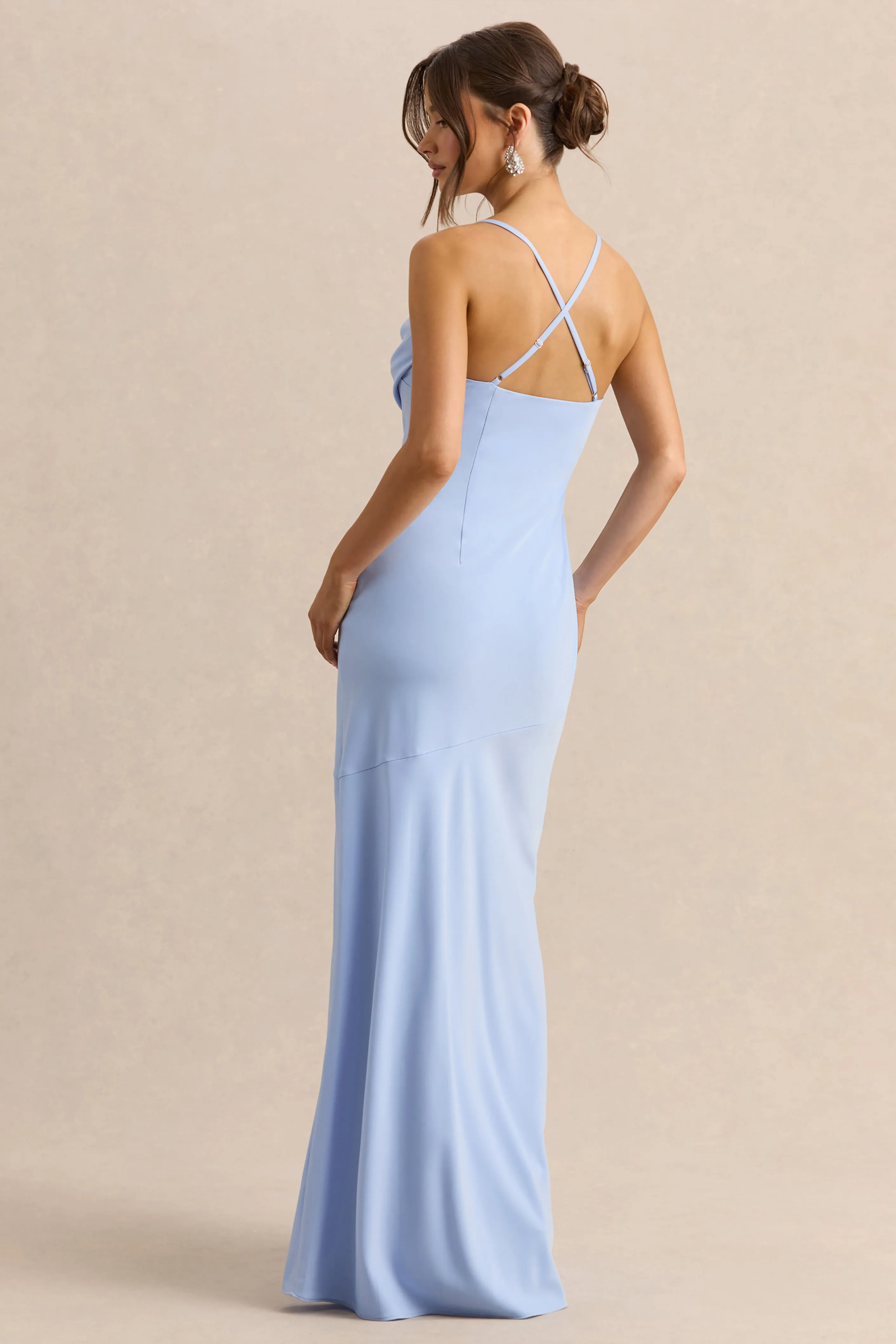 Anarelle | Powder Blue Satin Cowl-Neck Maxi Dress sold by Club L London product image thumbnail 2