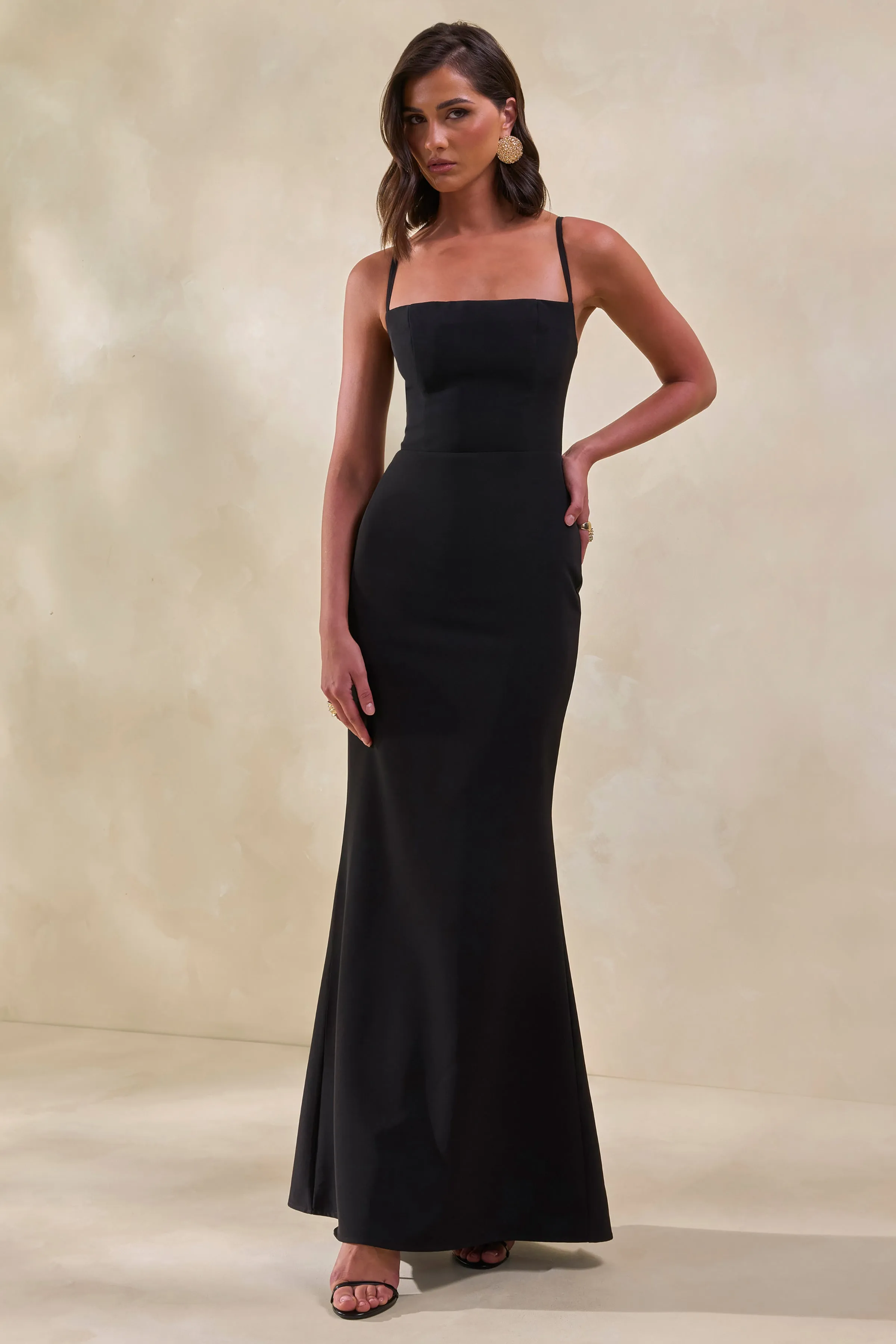 Zavira | Black Square-Neck Maxi Dress sold by Club L London product image thumbnail 5